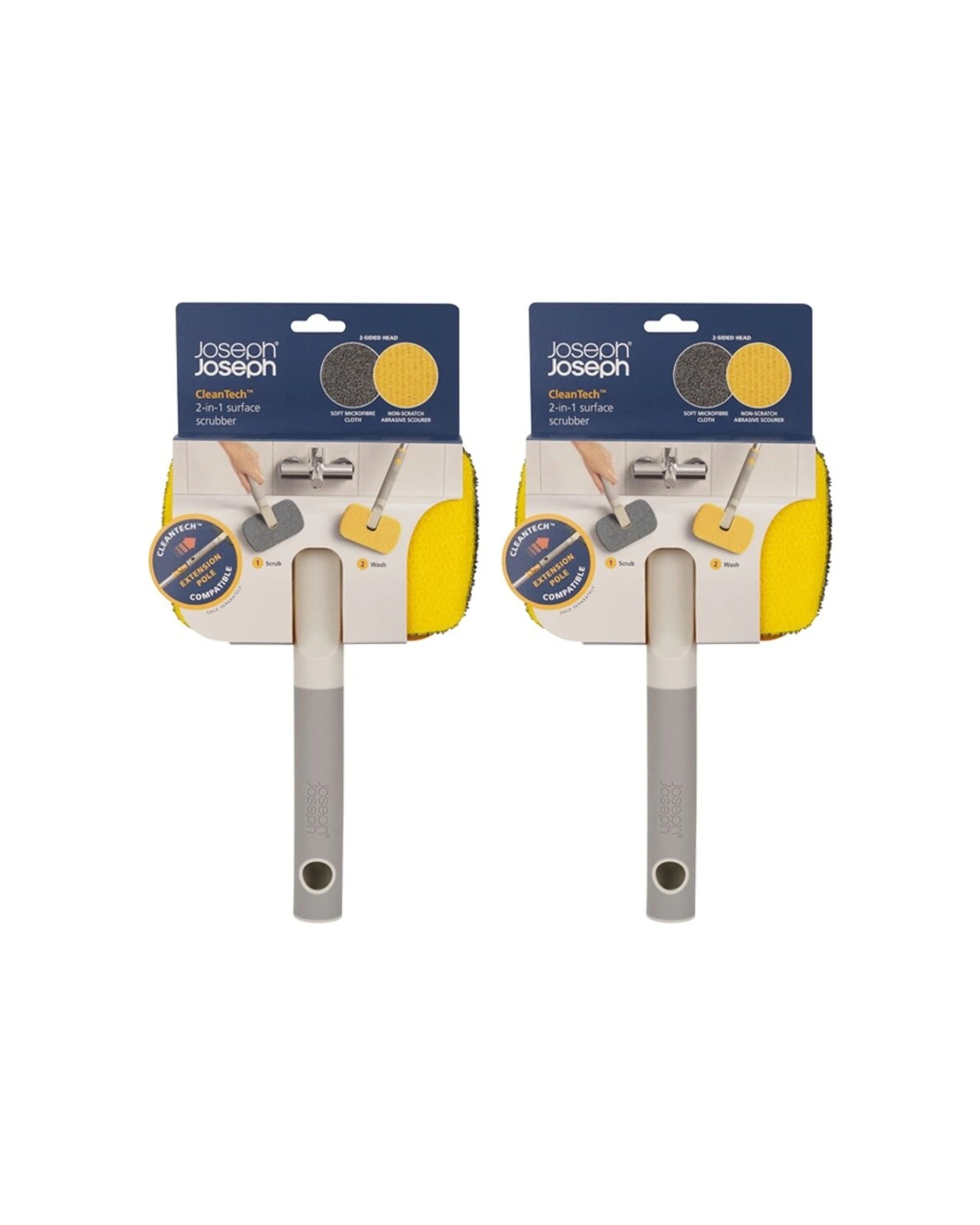 1 Joseph Joseph 2PK CleanTech Surface Scrubber 2-in-1 Dual-Sided Compatible - Natural, 1 of 7