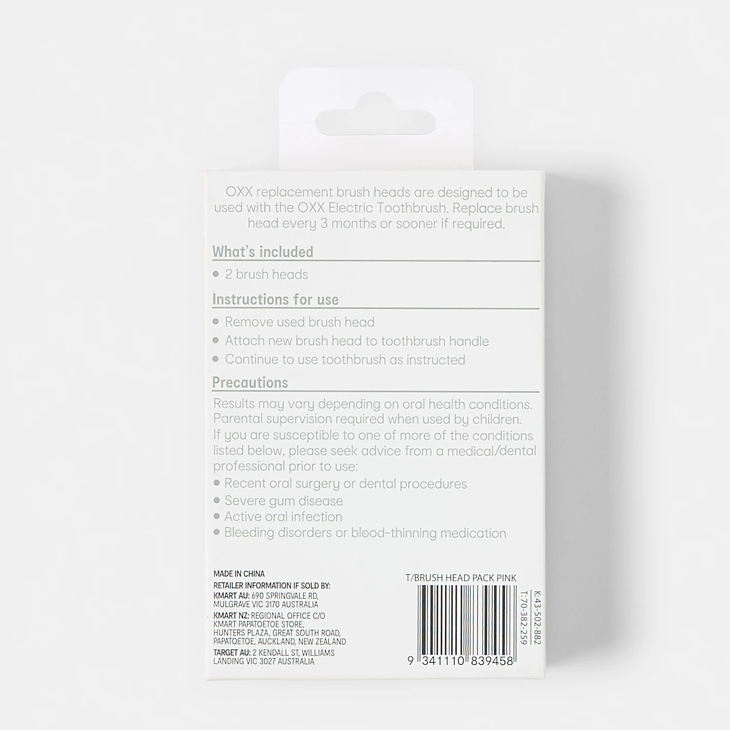 5 OXX Bodycare 2 Pack Electric Toothbrush Replacement Heads - Pink, 5 of 5