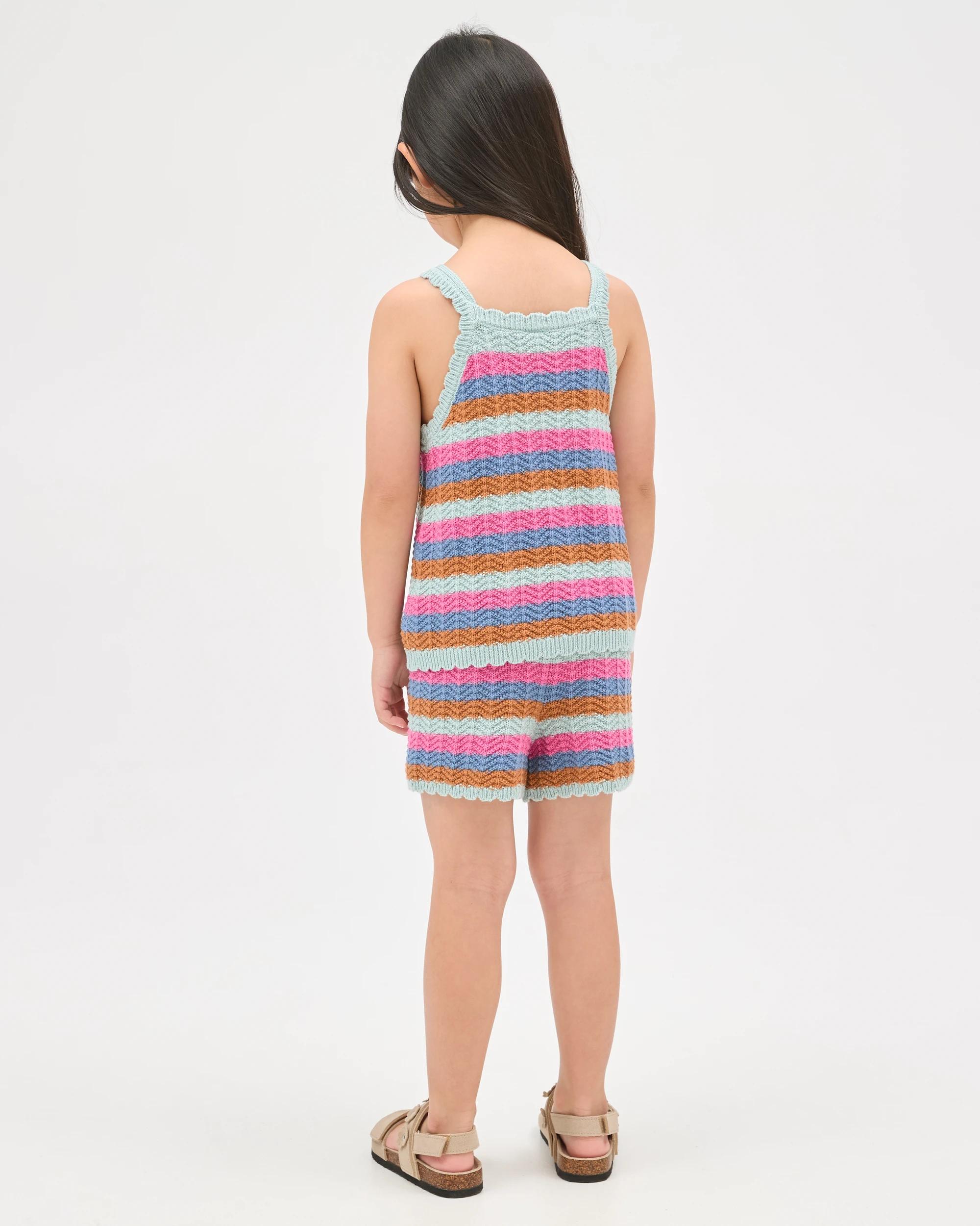 4 Target Kids Australian Cotton Crochet Tank Top and Shorts Set MULTI STRIPE, 4 of 7