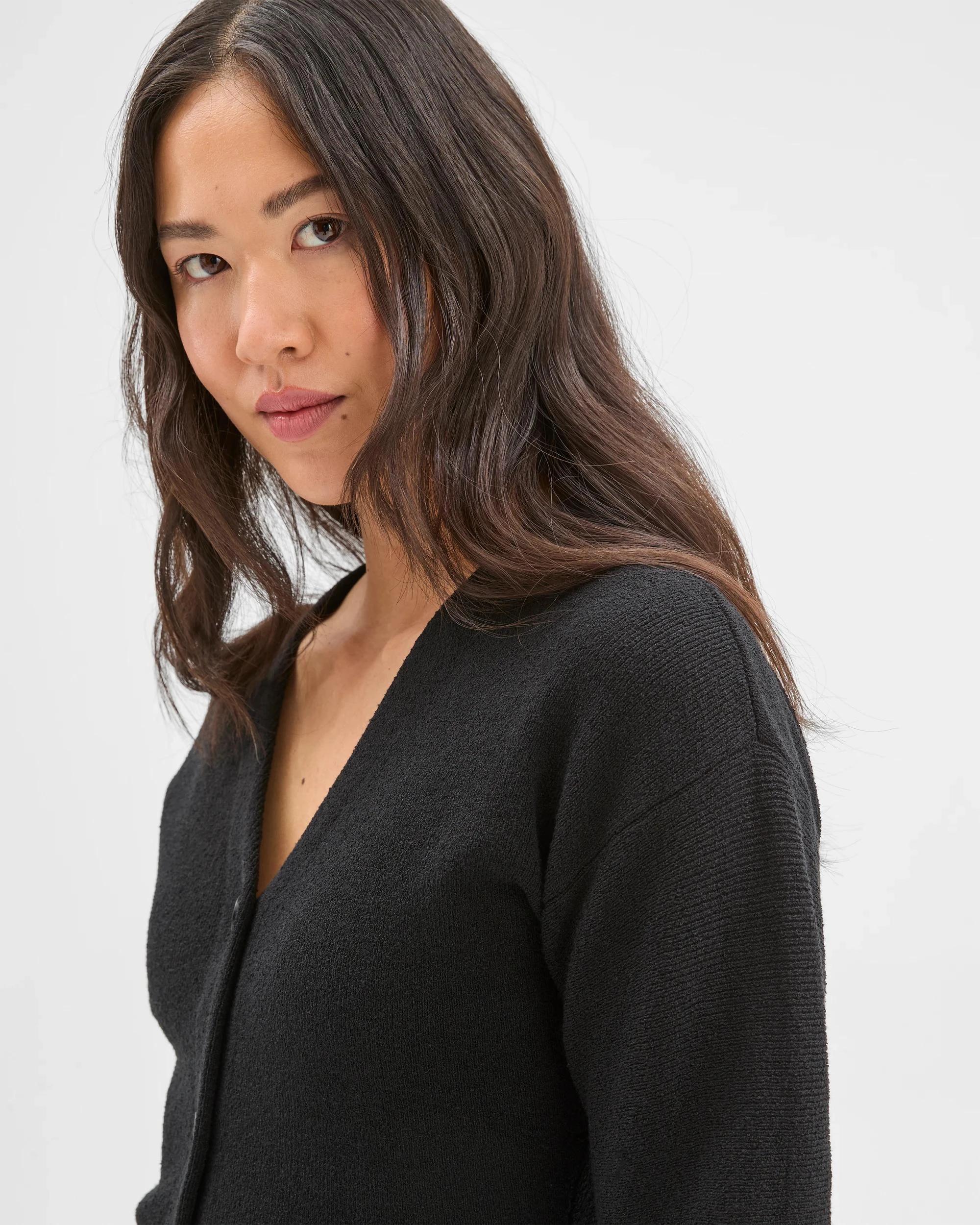 6 Preview Boucle Long Sleeve Cocoon  Cardigan BLACK, 6 of 7