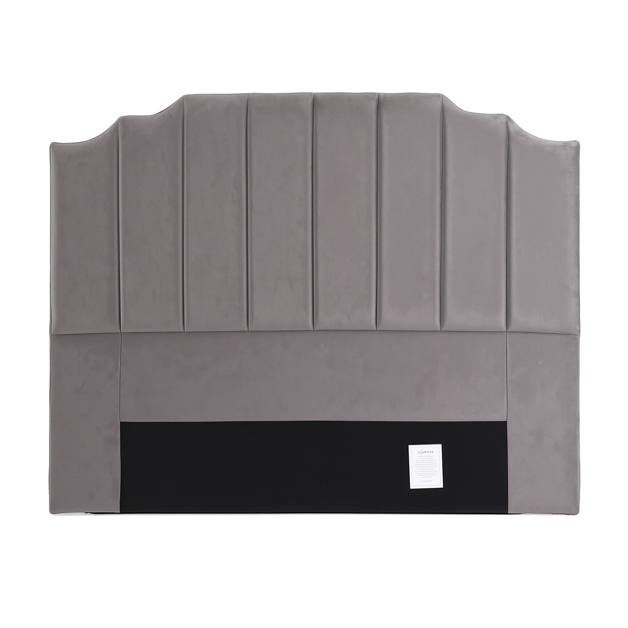 3 Artiss Bed Head Headboard Queen Velvet 153CM - Grey, 3 of 8