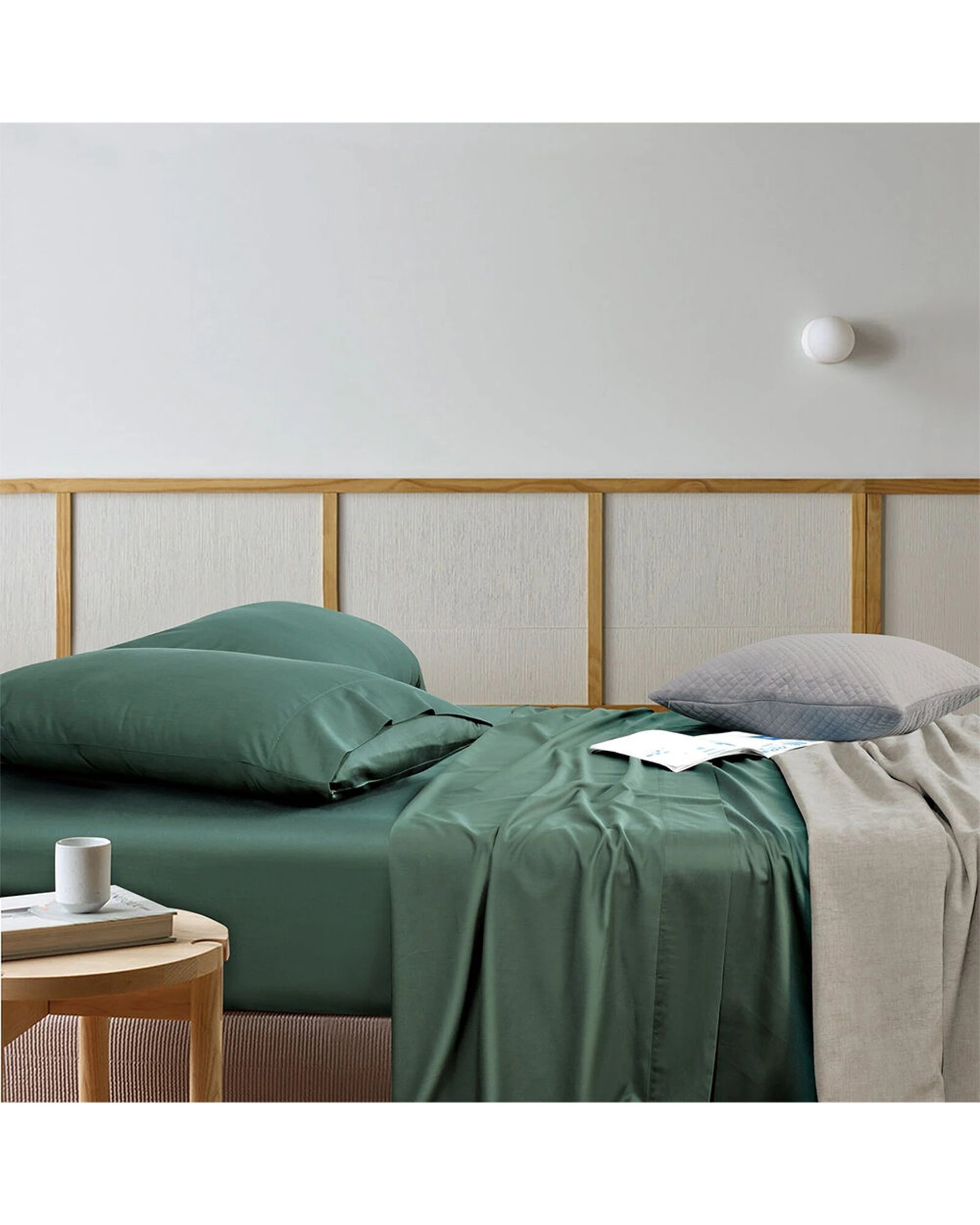 5 Bianca Rosebank 500TC Bamboo Cotton Sateen Blend Sheet Set With 2 Pillowcases - King Bed - Green, 5 of 7