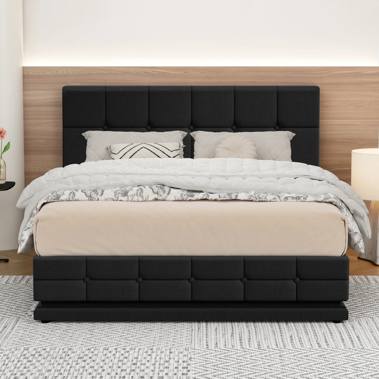 3 Alfordson Bed Frame Queen Size Platform RGB LED Gas Lift Base Storage - Charcoal, 3 of 10