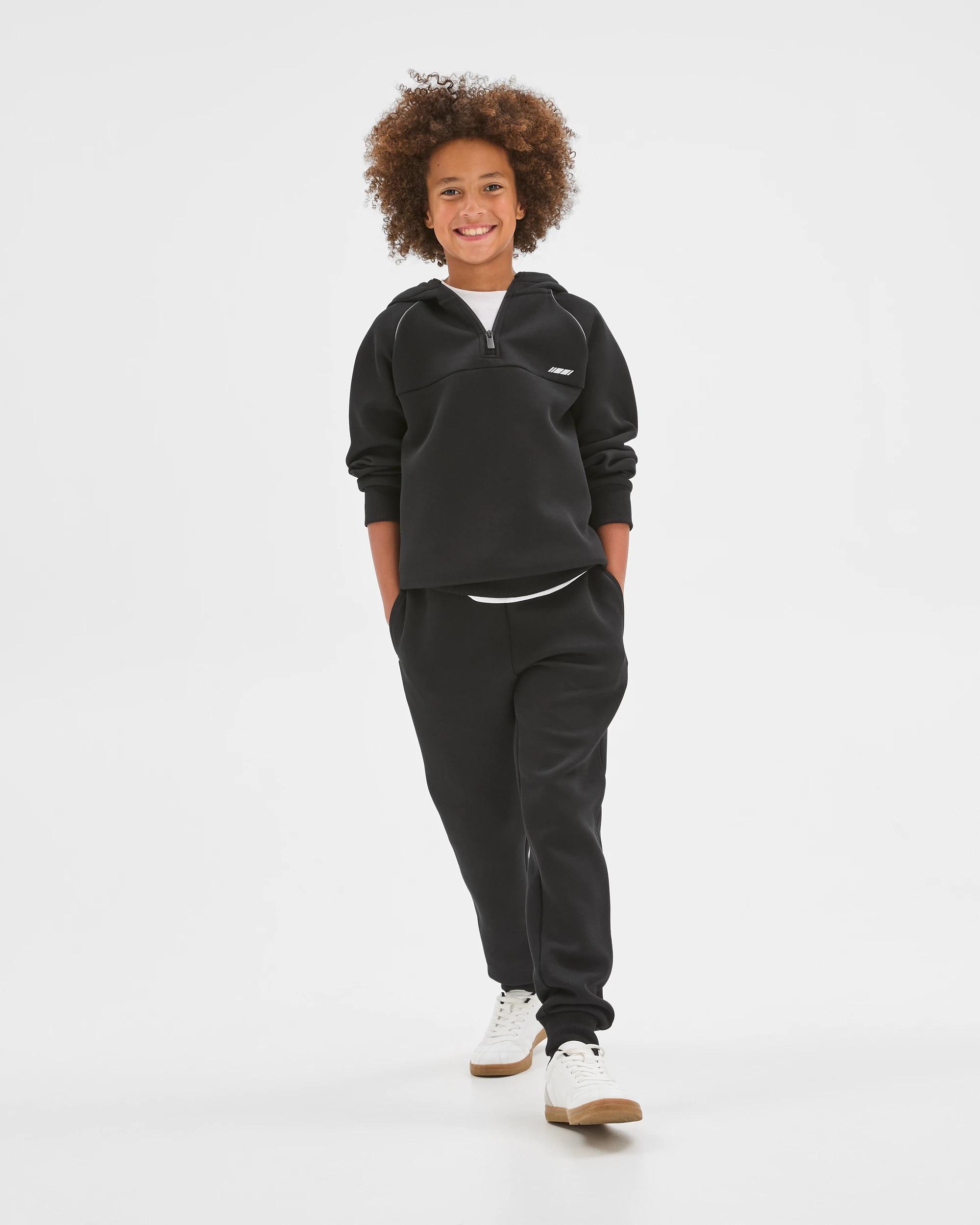 4 Target Kids Active Australian Cotton Blend Popover Hooded Jumper BLACK, 4 of 7