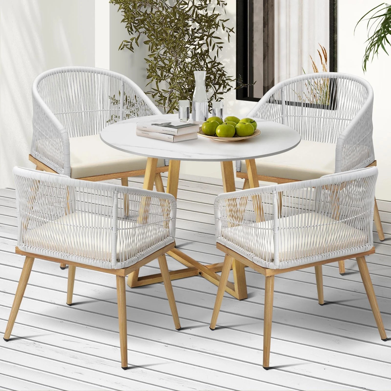 2 Livsip 5 Piece Outdoor Dining Setting Table Lounge Chairs Patio Furniture Set
 - Multi, 2 of 6