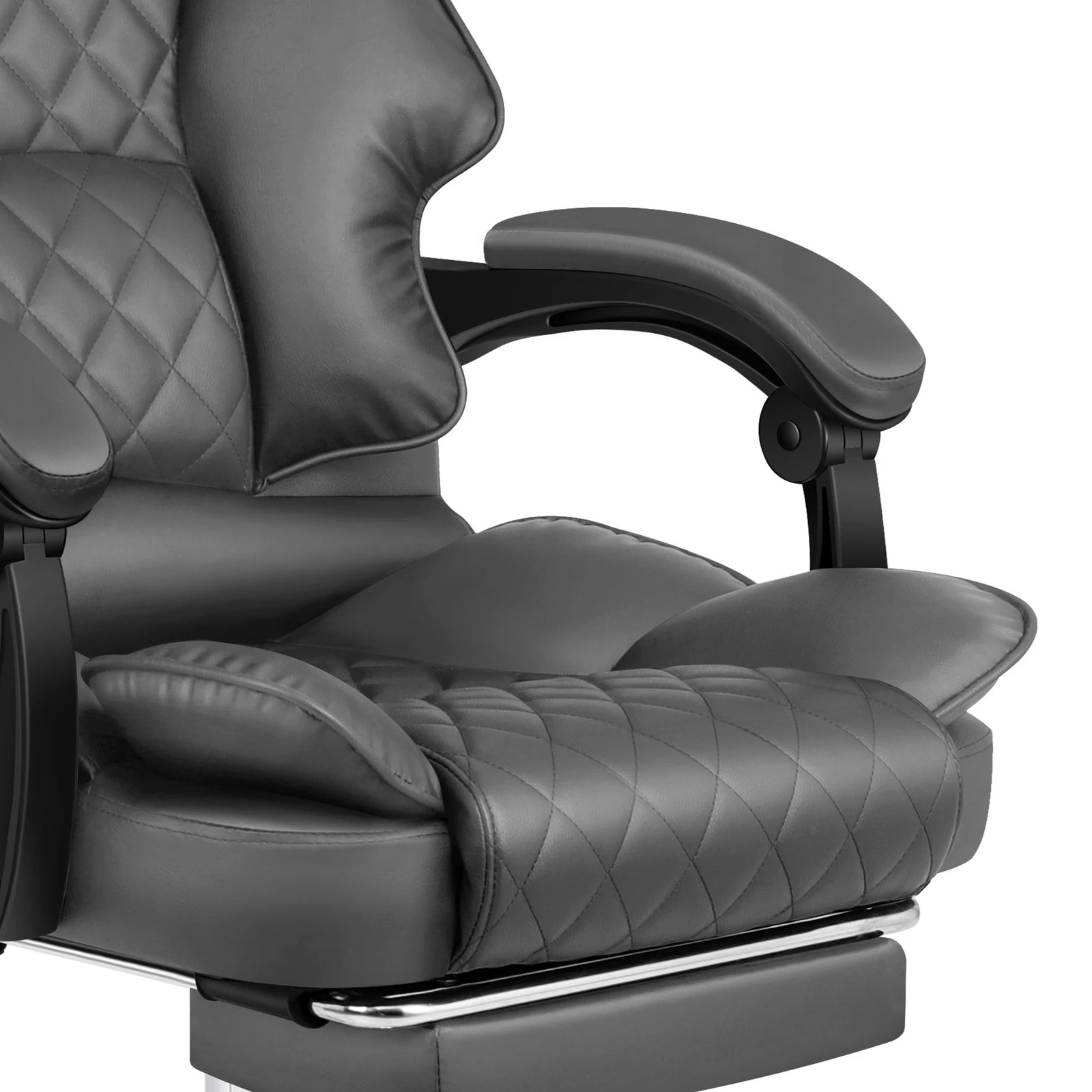 2 Alfordson Office Chair Gaming Executive Computer Racer PU Leather Seat Recliner - Grey, 2 of 10