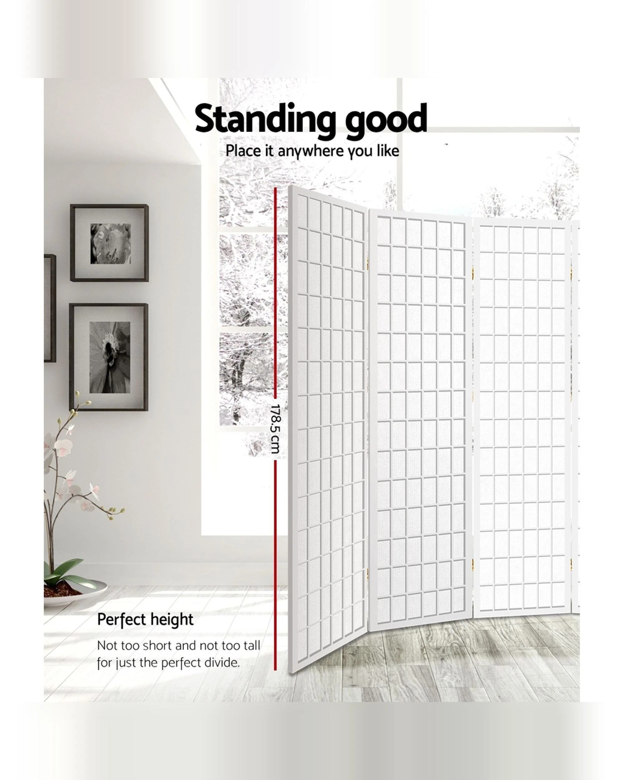 3 Artiss 8 Panel Room Divider Screen 348x179cm - White, 3 of 7