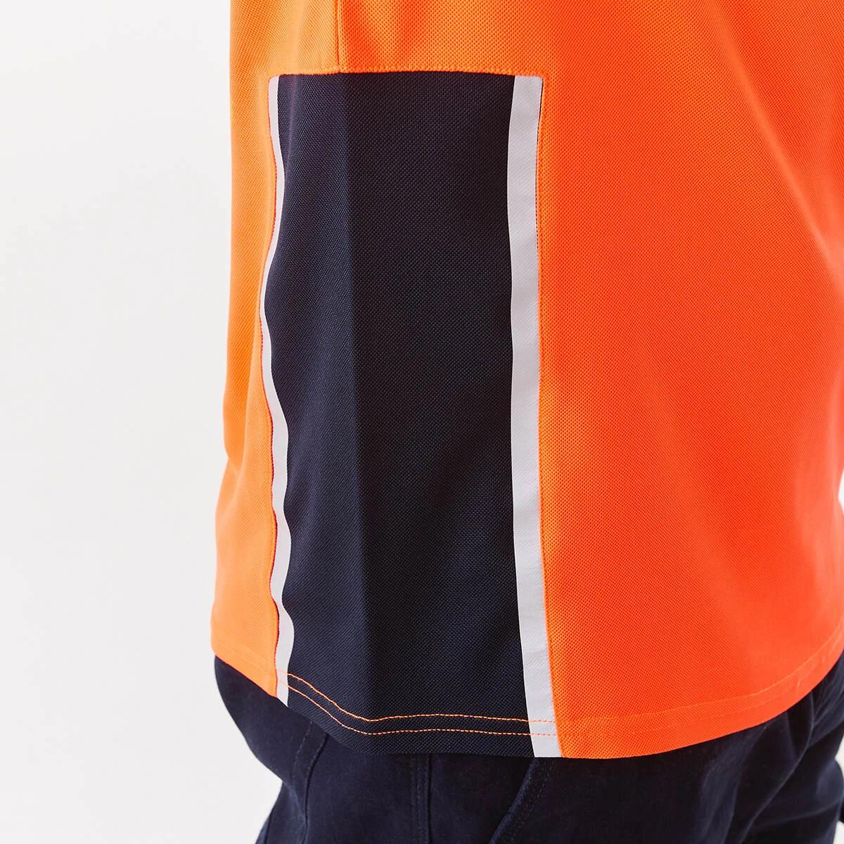7 Workwear Long Sleeve Hi-Visibility Cool Polo Shirt SAFETY ORANGE, 7 of 7