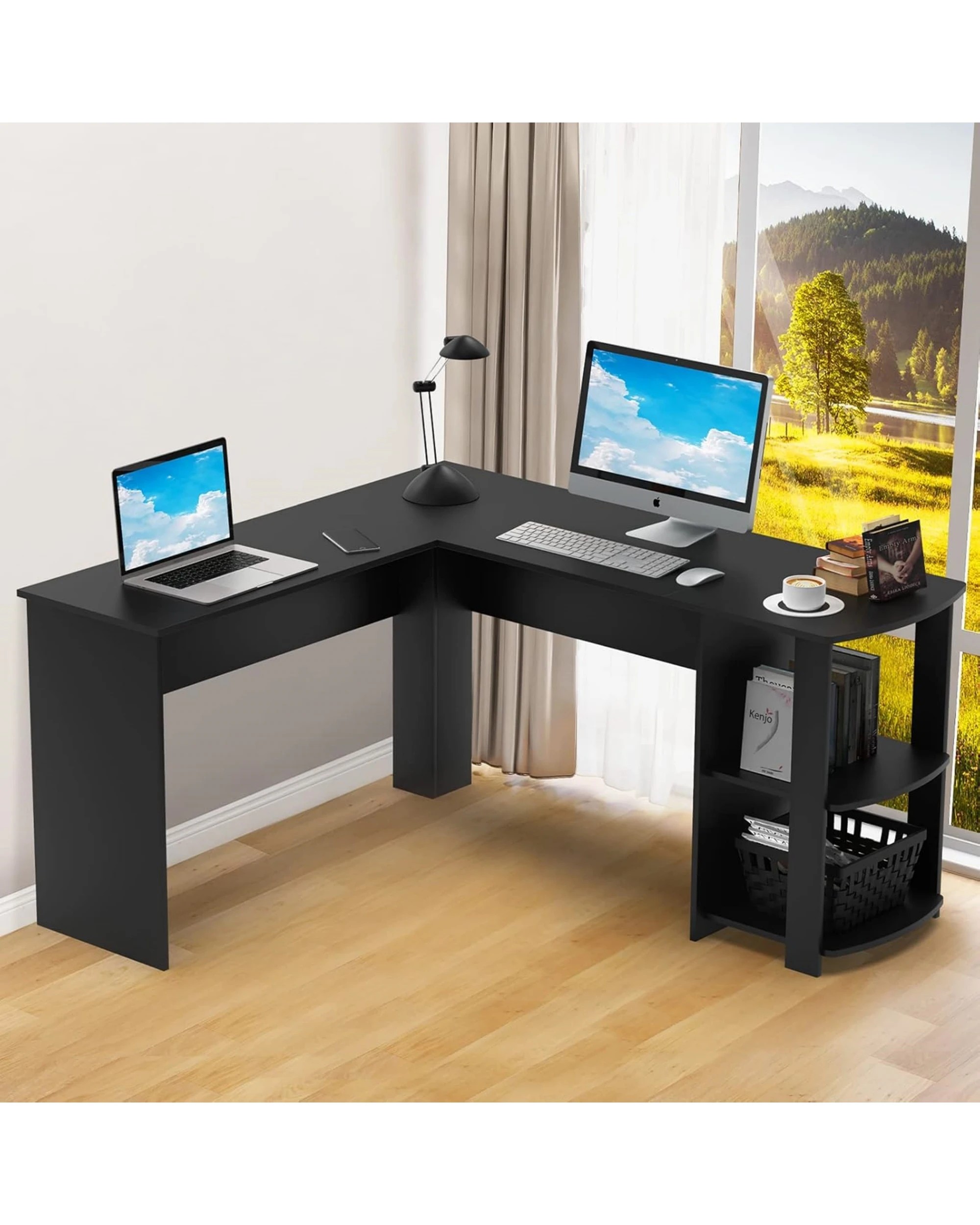 4 Advwin  L Shaped Computer Desk Office Desk Corner Study Table, 4 of 5