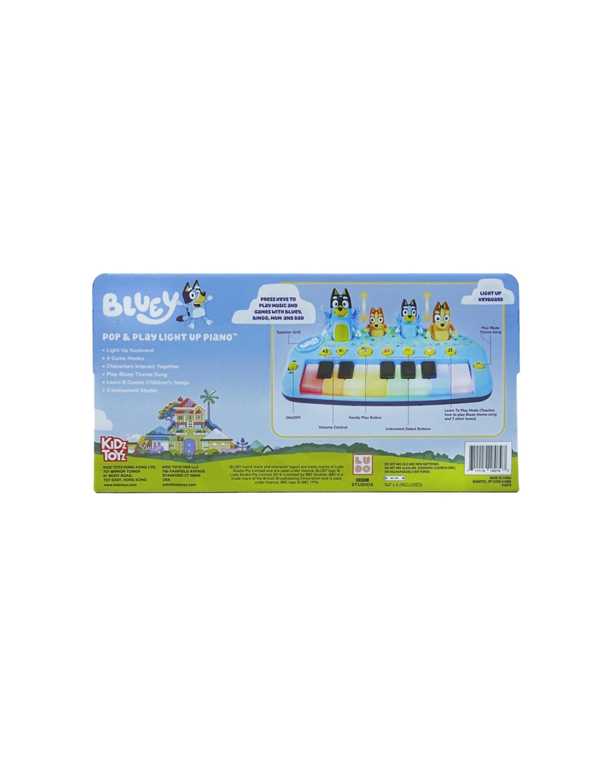 Bluey Pop Play Piano Kids Musical Toy Light-Up Keyboard - Blue - Kmart