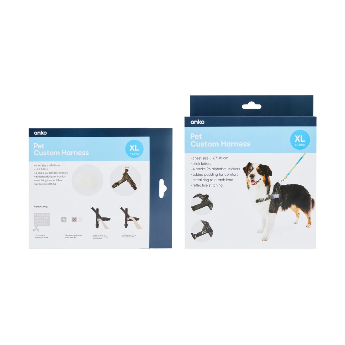 10 Pet Customisable Harness - Extra Large, Black, 10 of 10