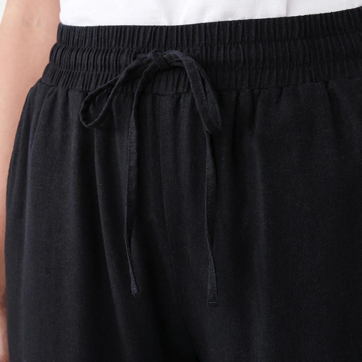 4 Linen Blend Wide Leg Pants BLACK, 4 of 5