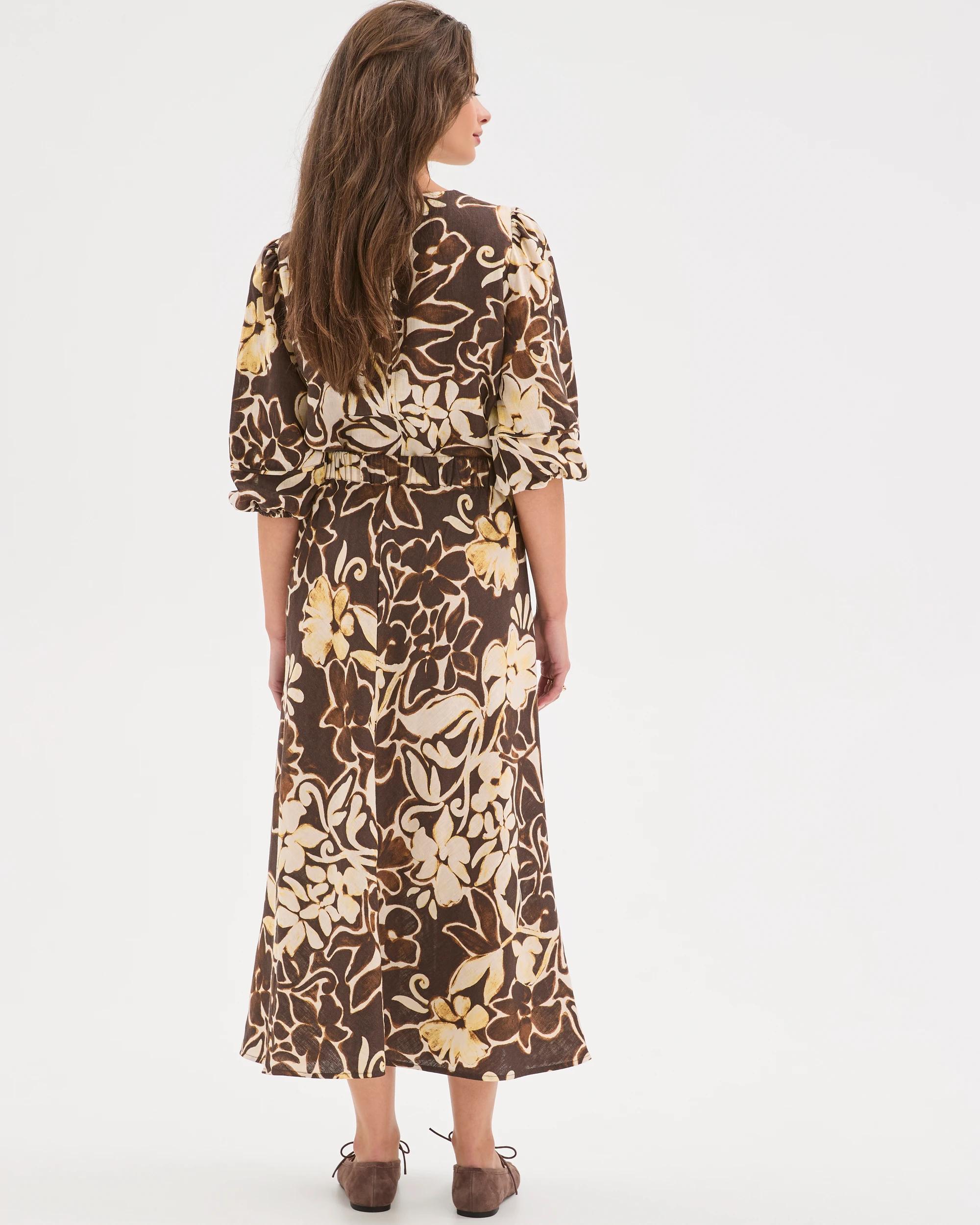 6 Target Petites Petites European Linen Seam Detail Midi Skirt FLORAL PRINT, 6 of 6