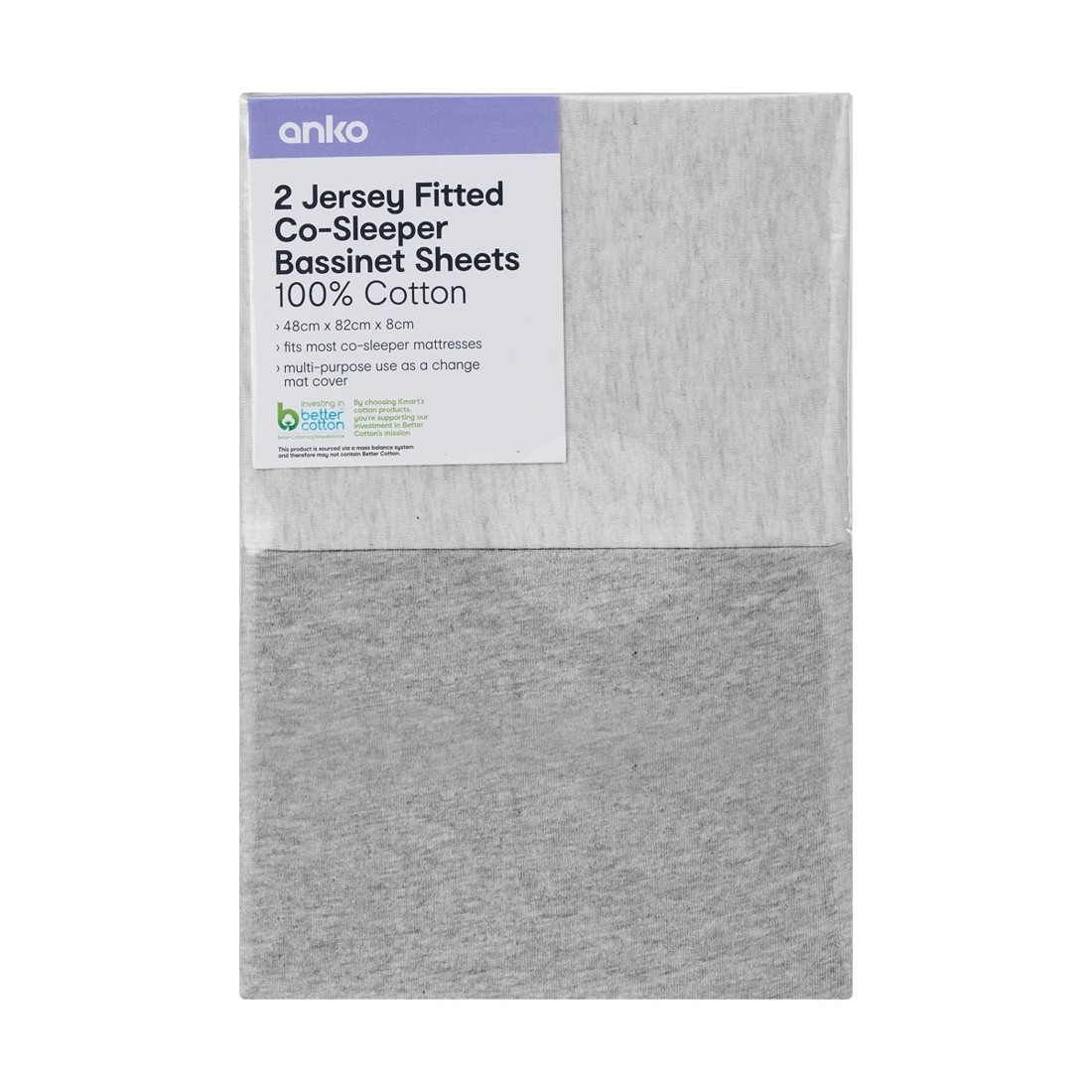 6 2 Pack Jersey Fitted Cotton Co-Sleeper Bassinet Sheets - Grey, 6 of 6