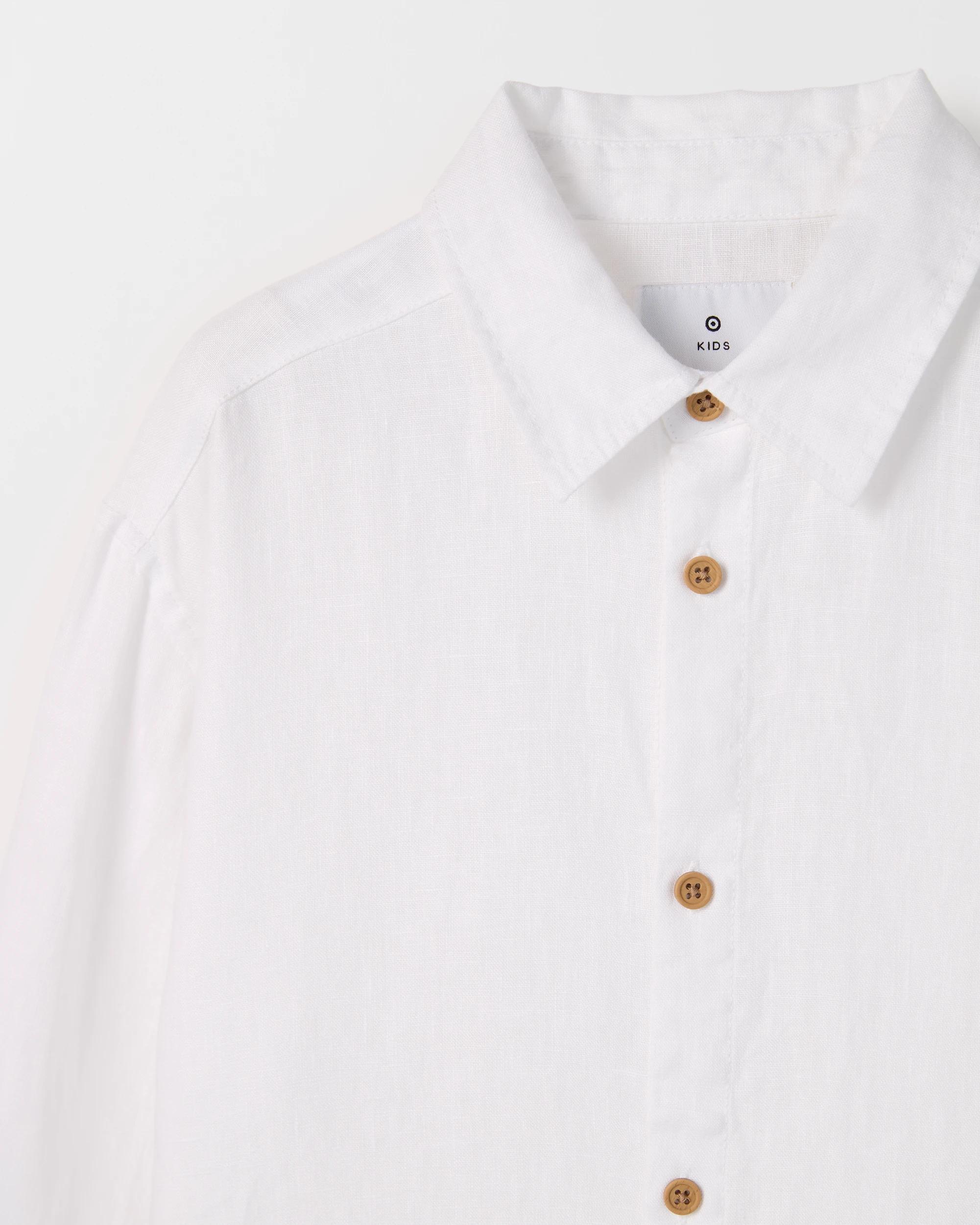 6 Target Kids European Linen Long Sleeve Shirt WHITE, 6 of 6