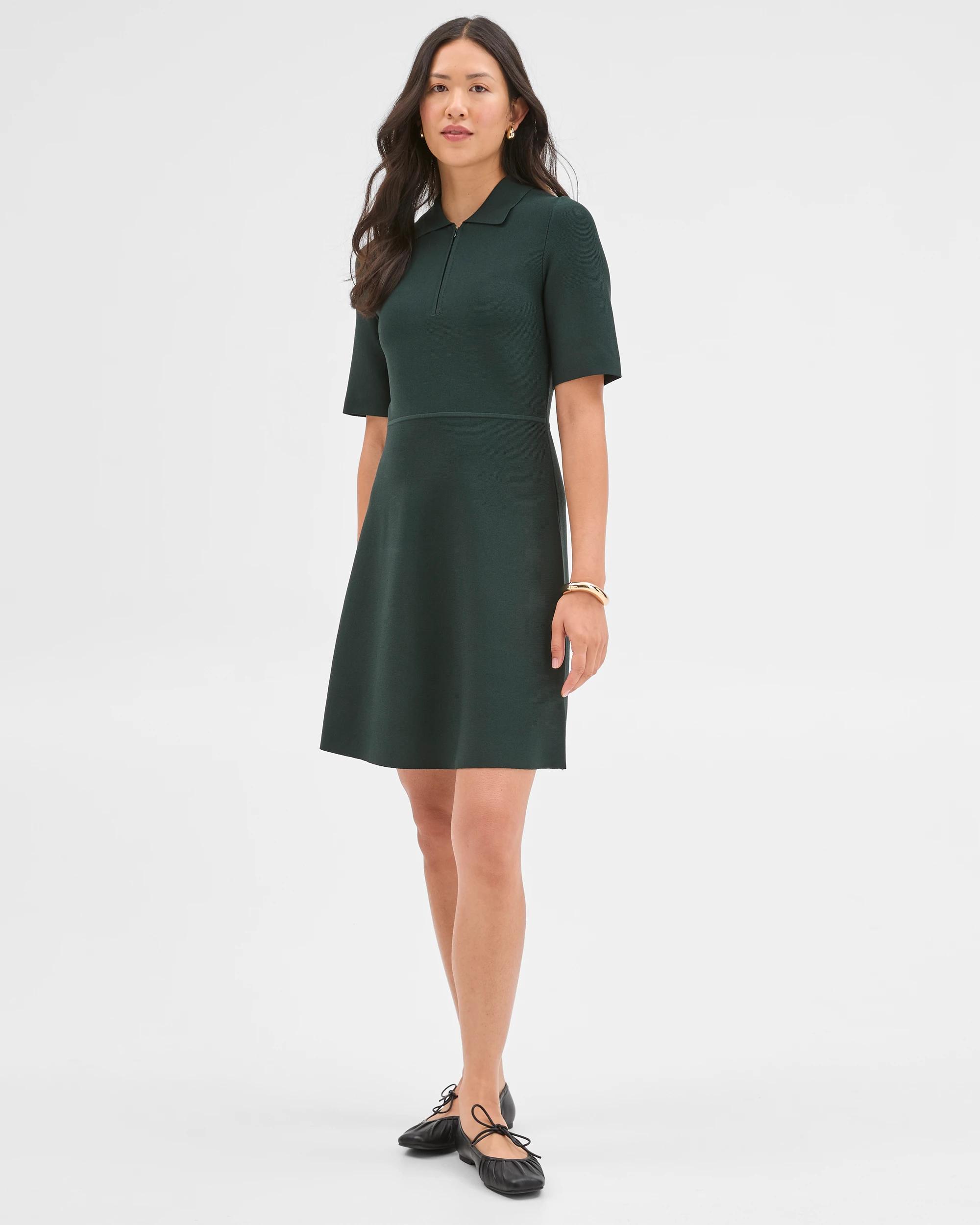 1 Preview Crepe Knit Mini Dress MID JADE, 1 of 6