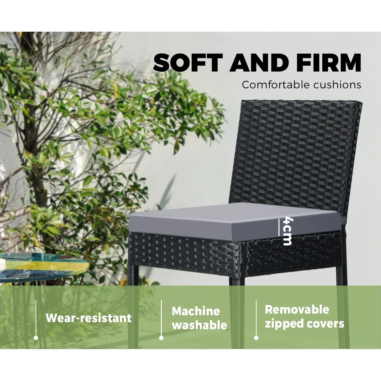 8 Livsip Outdoor Bar Table Dining Chairs Stools Set Rattan Patio Furniture 3 Piece
 - Multi, 8 of 10