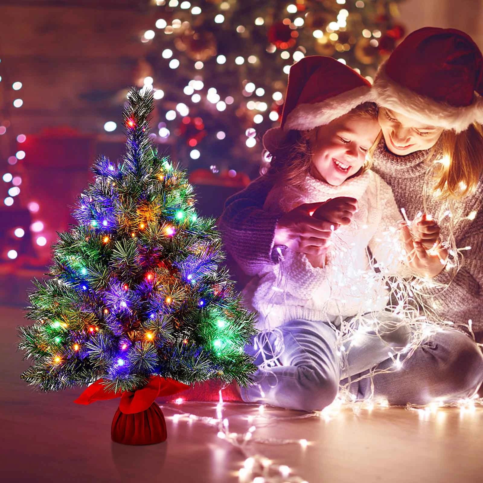 9 Costway 66cm/2.2ft Christmas Tree Tabletop Xmas Decoration Multicolour LEDs, 9 of 9