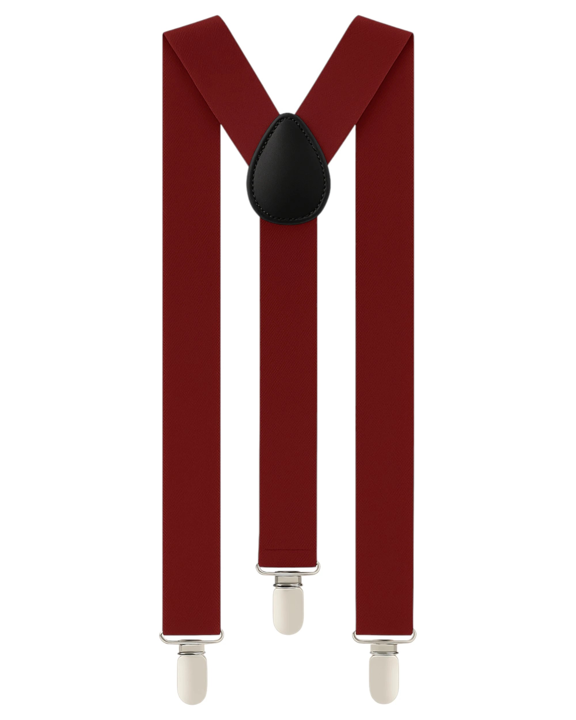 1 Zasel Mens Adjustable Extra Long 138cm Maroon Suspenders - Brown, 1 of 3