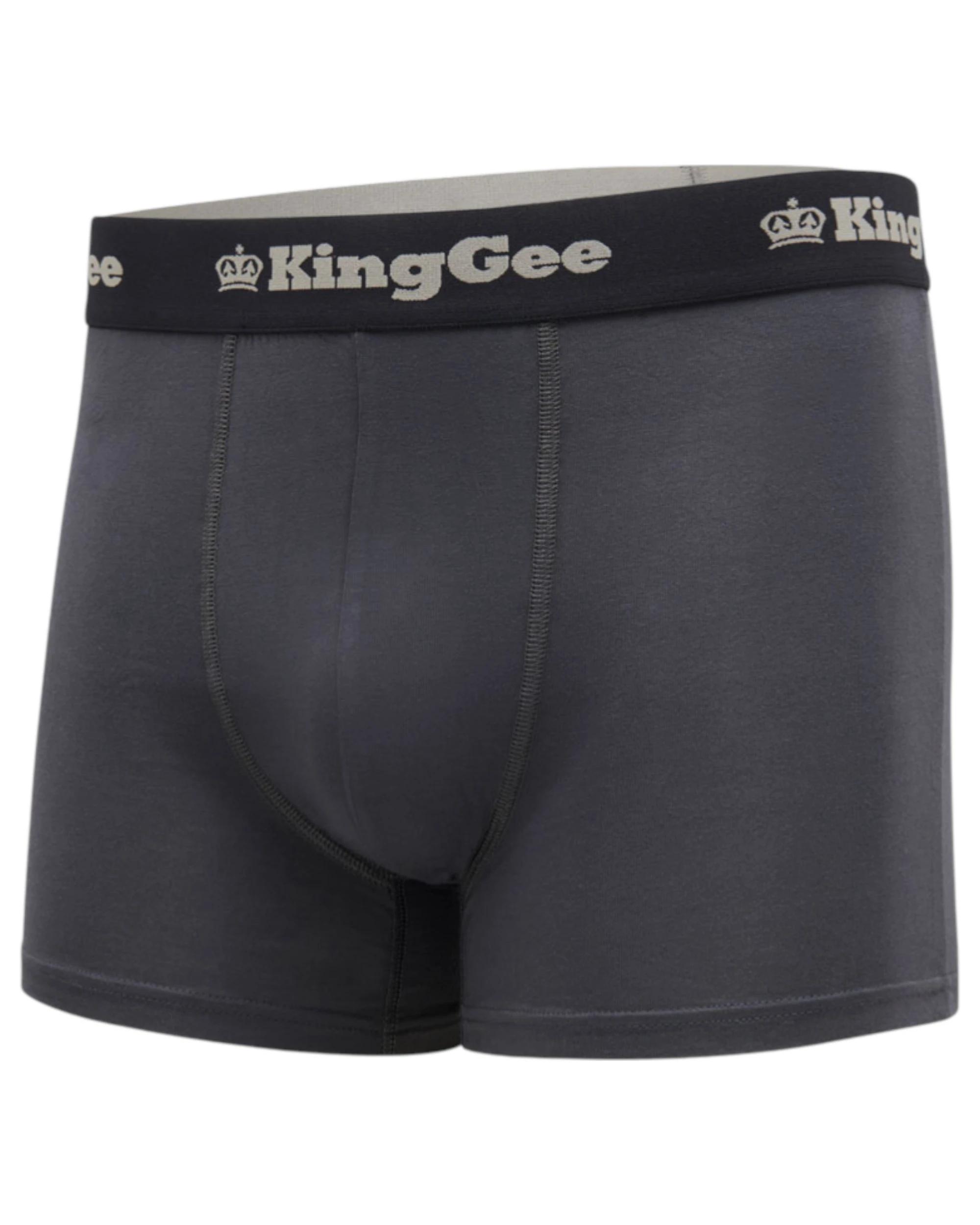 2 KingGee 3 Pack Mens Bamboo Trunks Underwear Charcoal CHARCOAL, 2 of 3