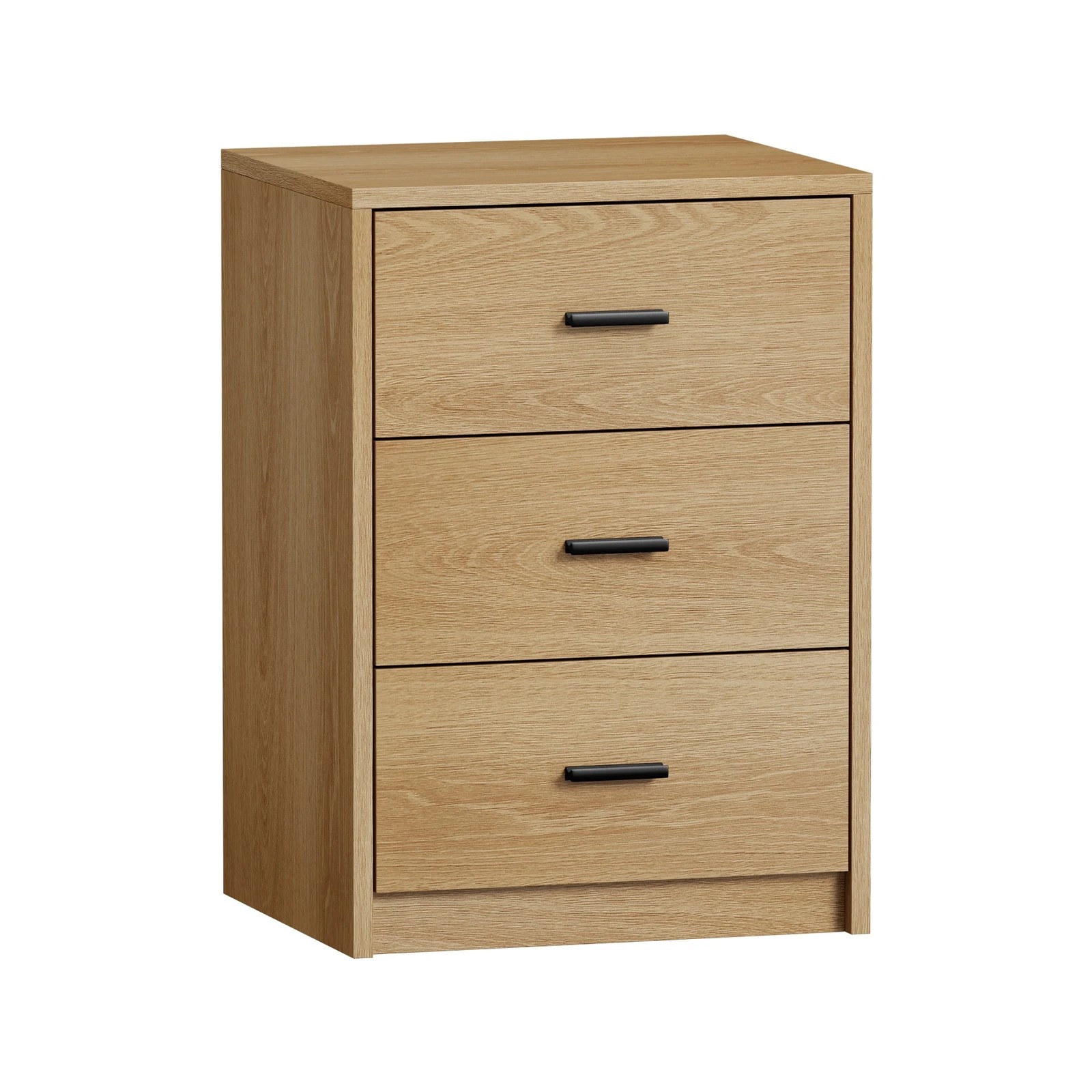 6 Oikiture 2x Bedside Table 3 Drawers Nightstand Bedroom Storage Side End - Natural, 6 of 9