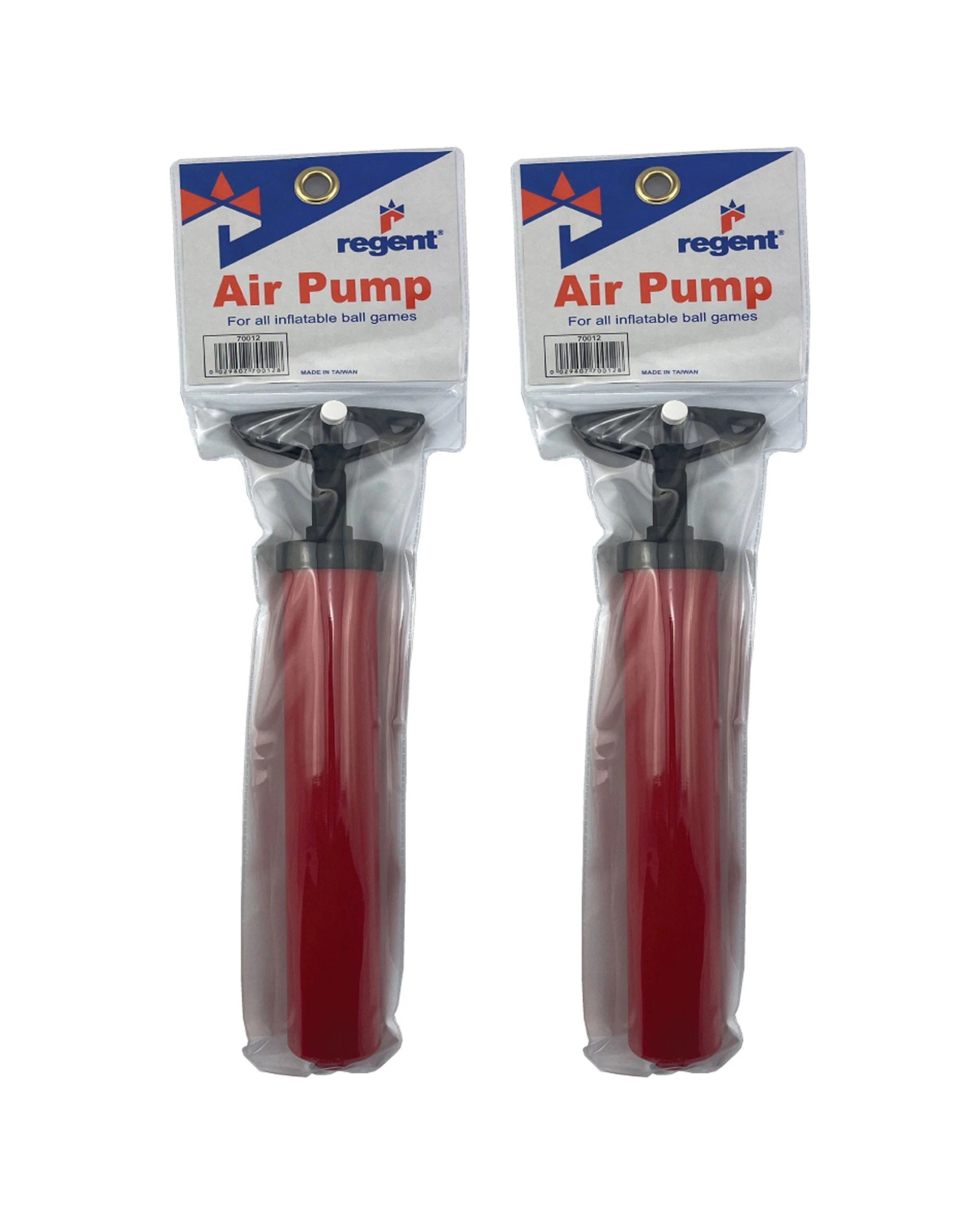 1 2PK Regent 12'' Hand Air Pump Sports Ball Inflator With Needle - Red, 1 of 2