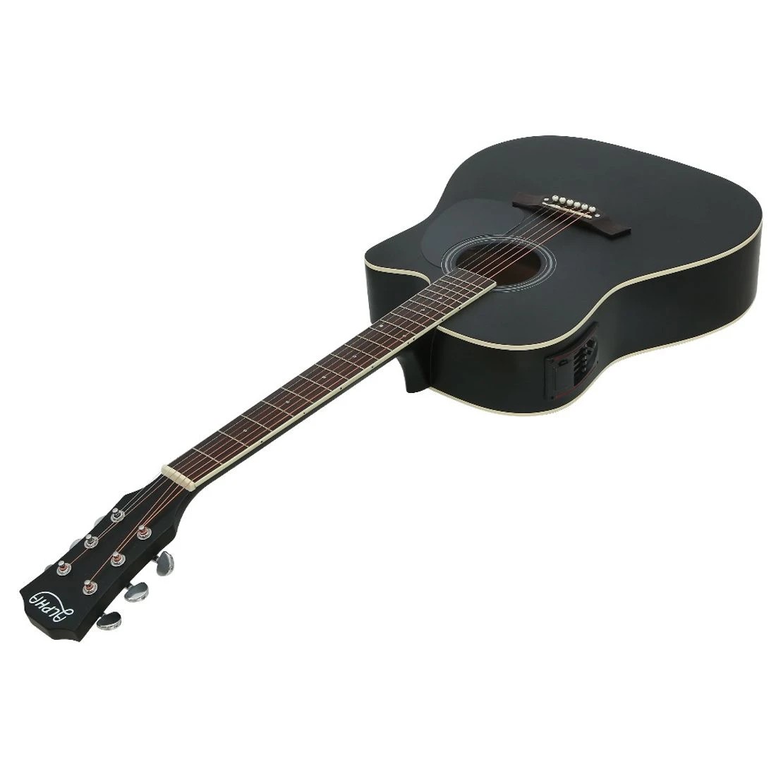 3 Alpha 41 Inch Acoustic Guitar Equaliser Electric Output Jack Cutaway - Black, 3 of 7