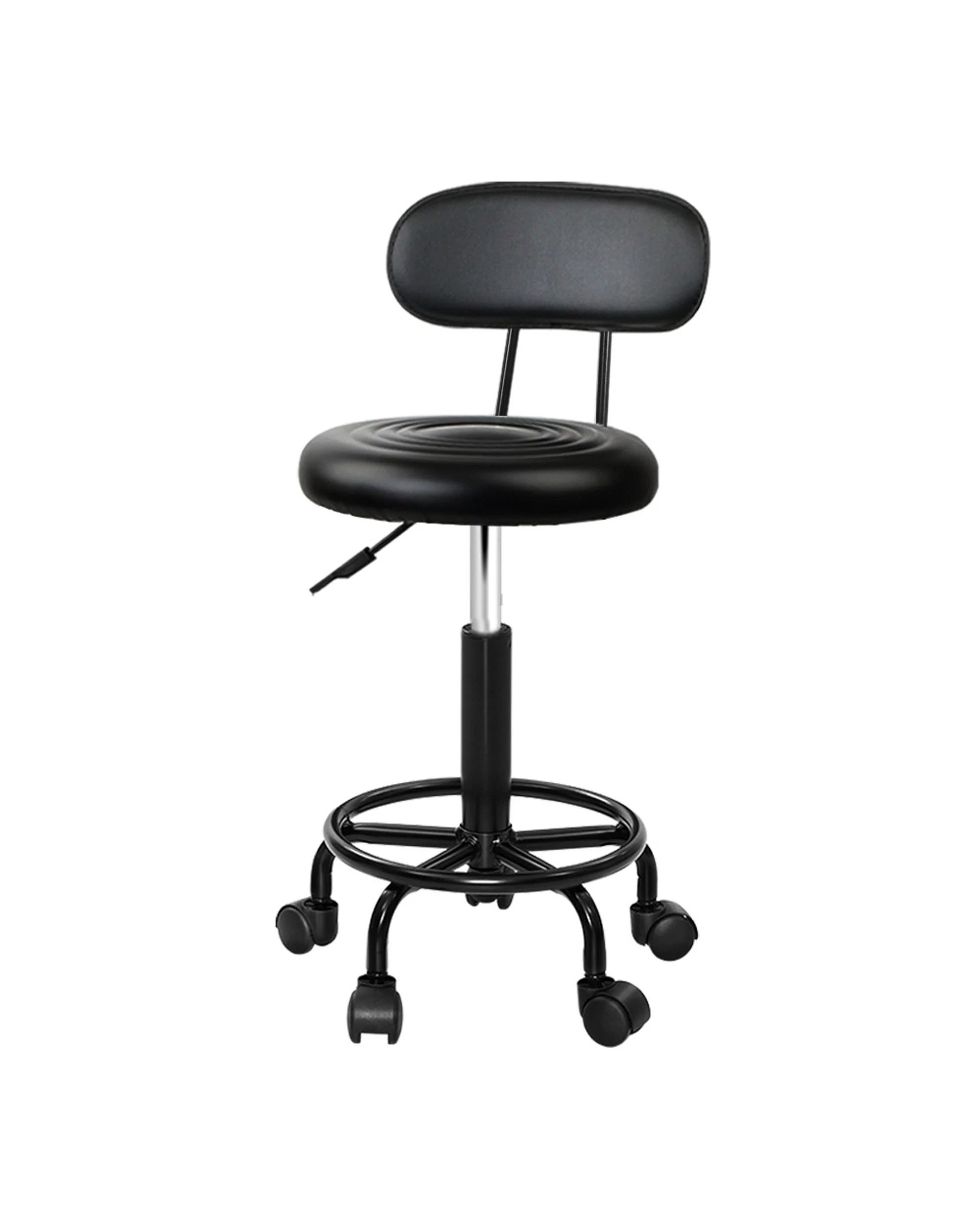 1 Artiss Salon Stool Swivel Chair Backrest
 - Black, 1 of 3
