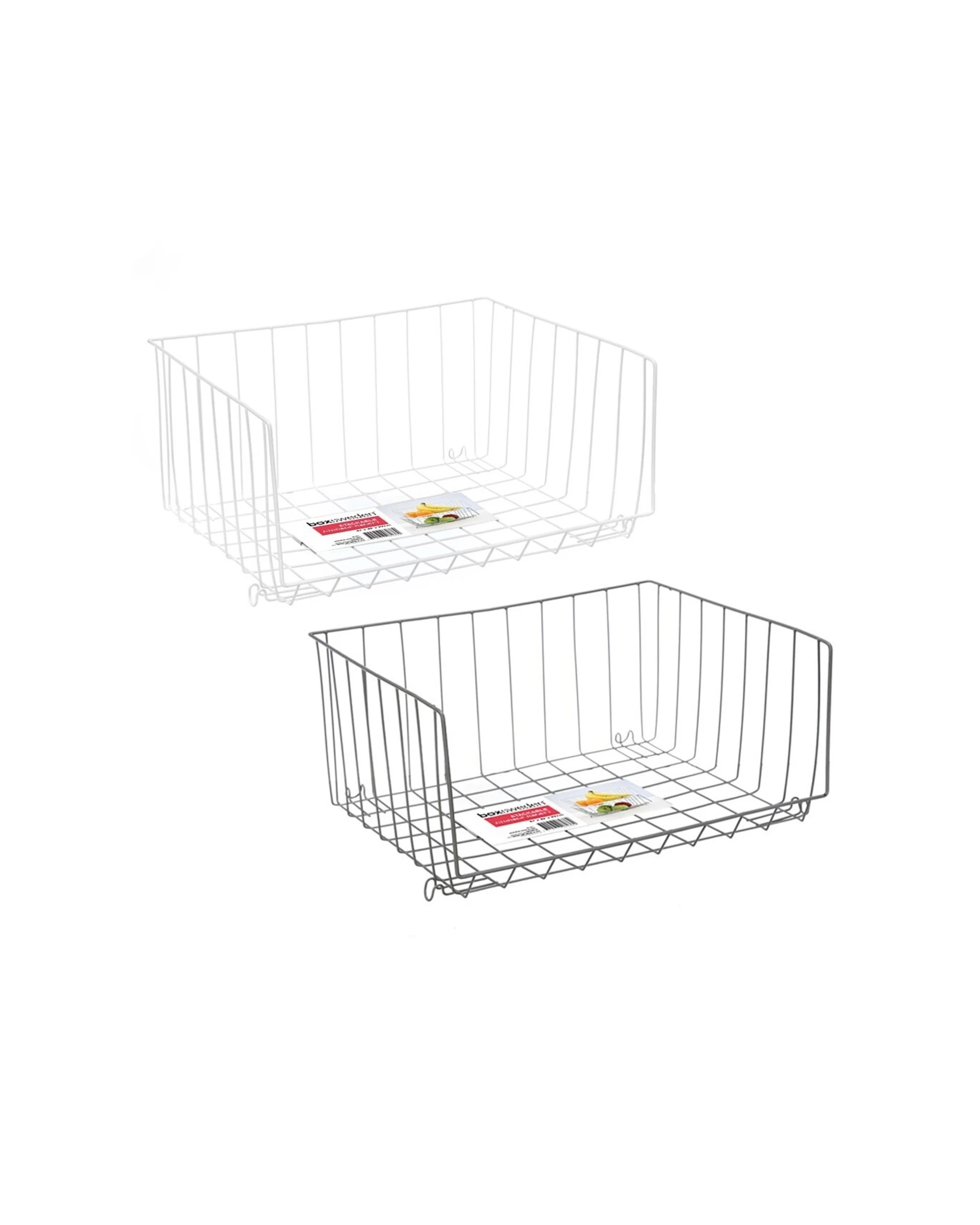 3 Boxsweden Wire Stackable Storage Basket 47x42x22cm - Assorted, 3 of 3