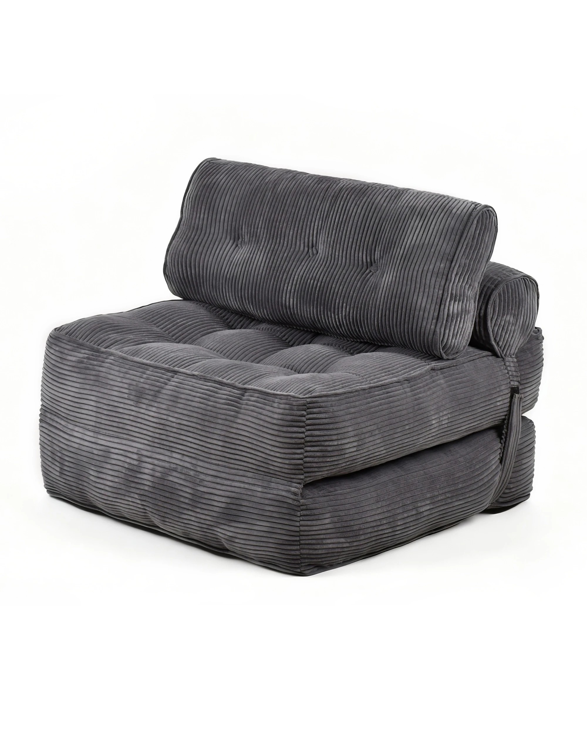 1 Advwin 3-in-1 Floor Folding Sofa Bed Convertible Sleeper Chair w/ Pillow Single Corduroy Lazy Sofa Couch Mattress Dark, 1 of 8