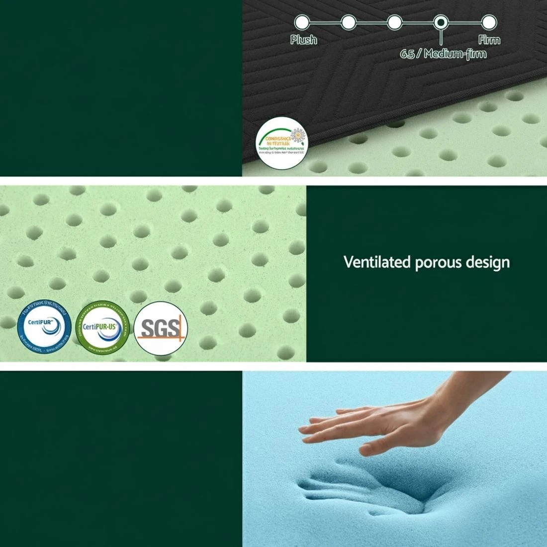 7 Giselle 18cm Memory Foam Mattress Tea Foam Cool Gel Foam Mattresses Single  Single Bed - Single Bed - Black, 7 of 10