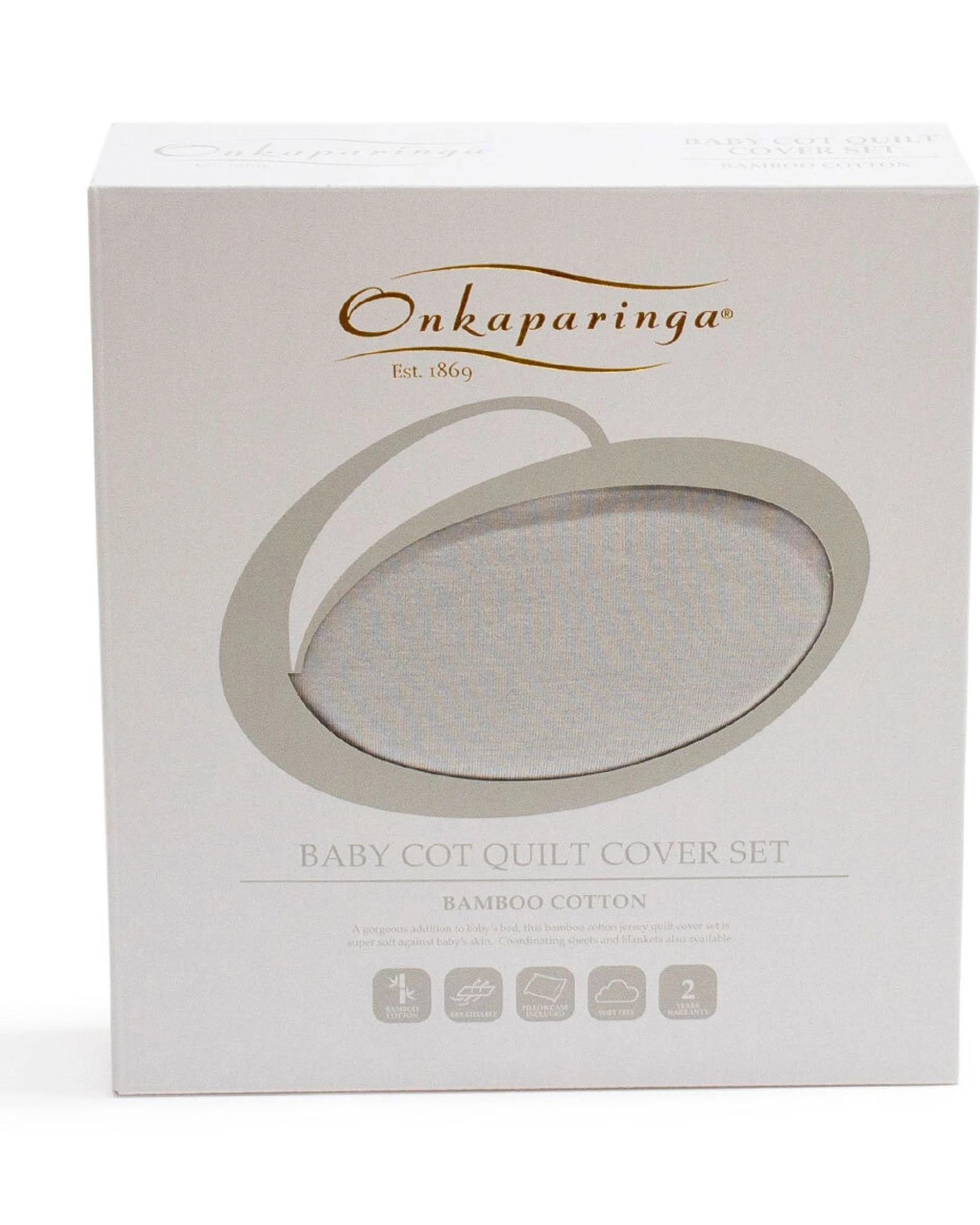 1 Onkaparinga Baby Cotton Jersey Quilt Cover - Silver, 1 of 4