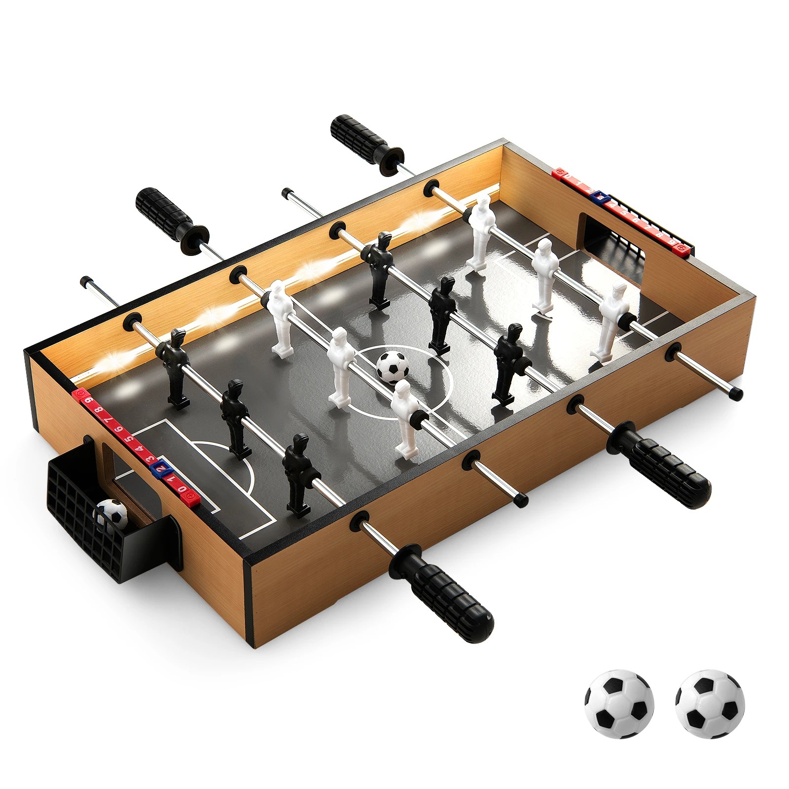 1 Costway 60cm Mini Tabletop Football Table Compact Soccer Table w/LED Lights Realistic Players 2 Balls, 1 of 1