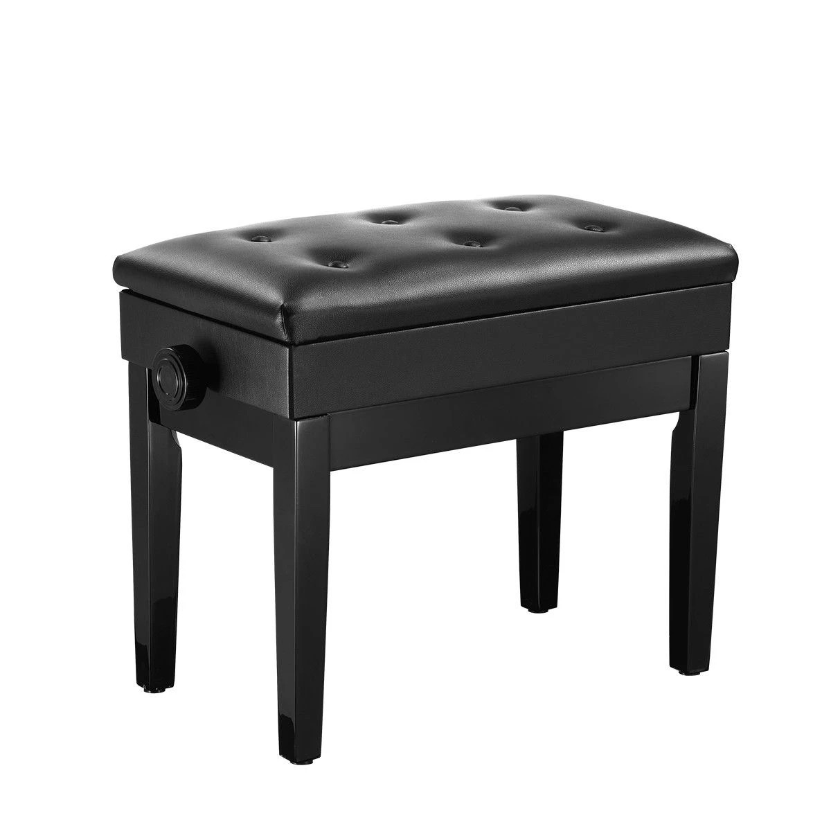 6 Melodic Adjustable Wood Keyboard Piano Bench Stool with Built-in Storage Black, 6 of 7
