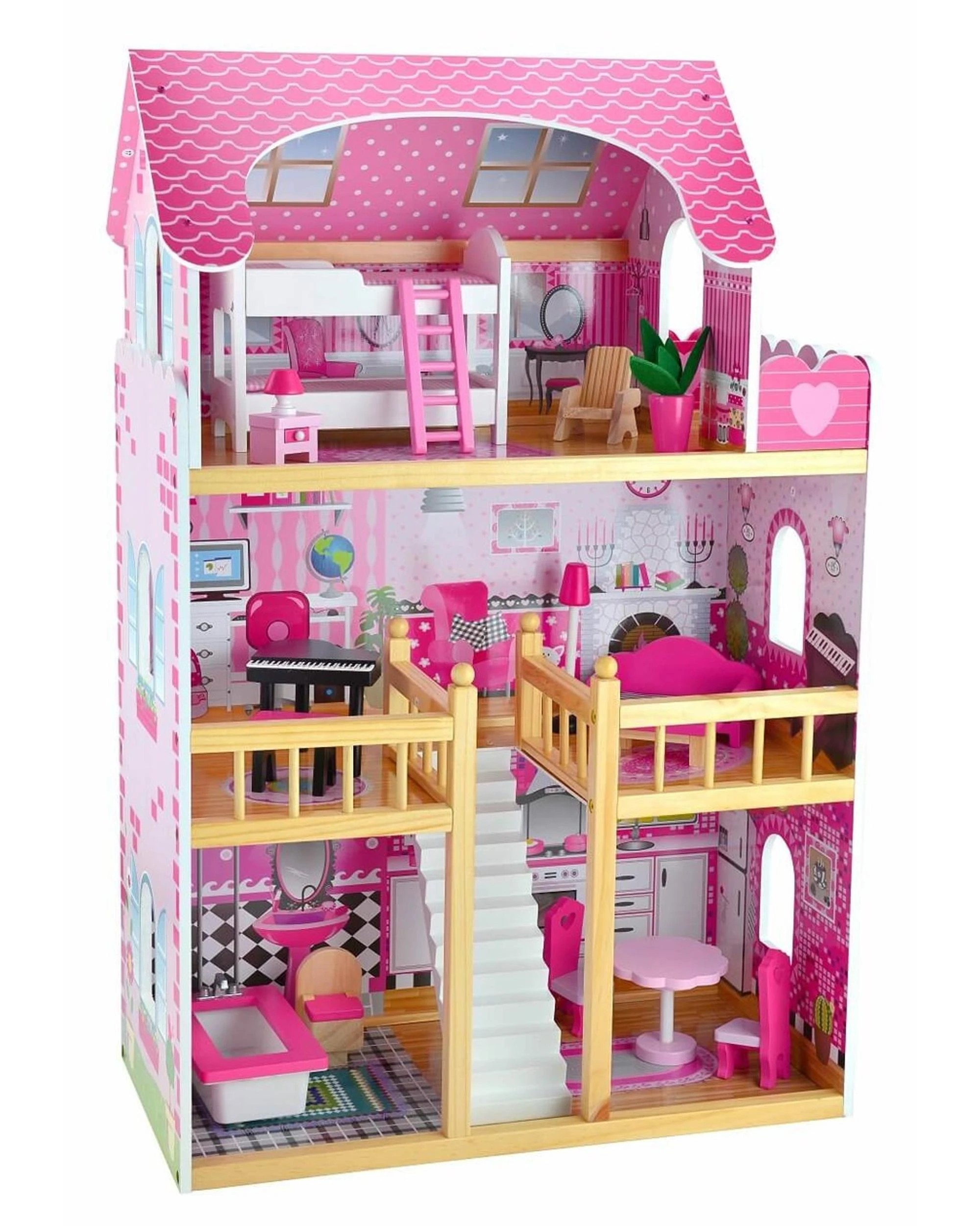 1 Bubbadoo Kids Medium Sized Wooden Doll House, 1 of 2