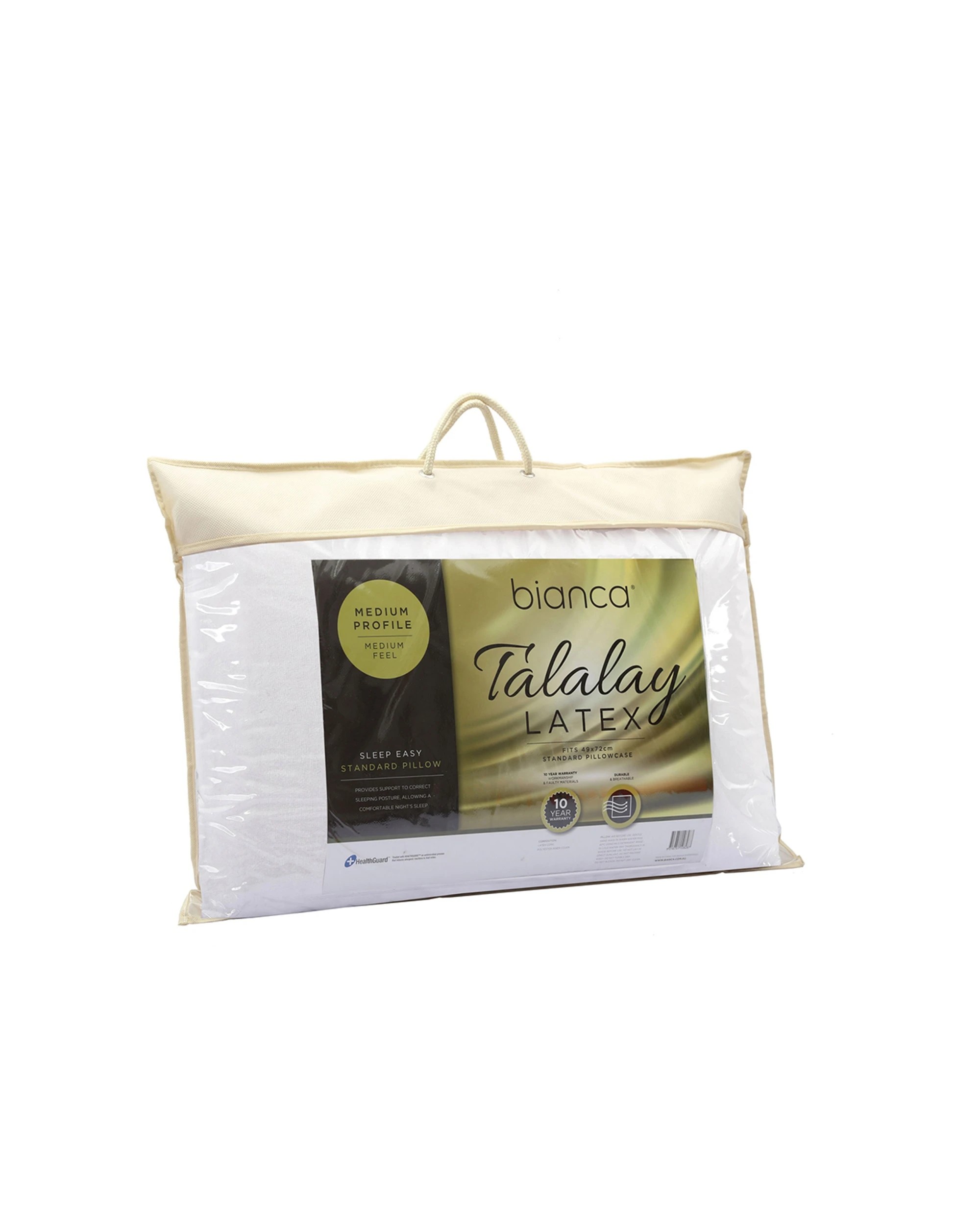 2 Bianca Sleep Easy Medium Profile Medium Feel Latex Pillow 60x40cm - White, 2 of 2