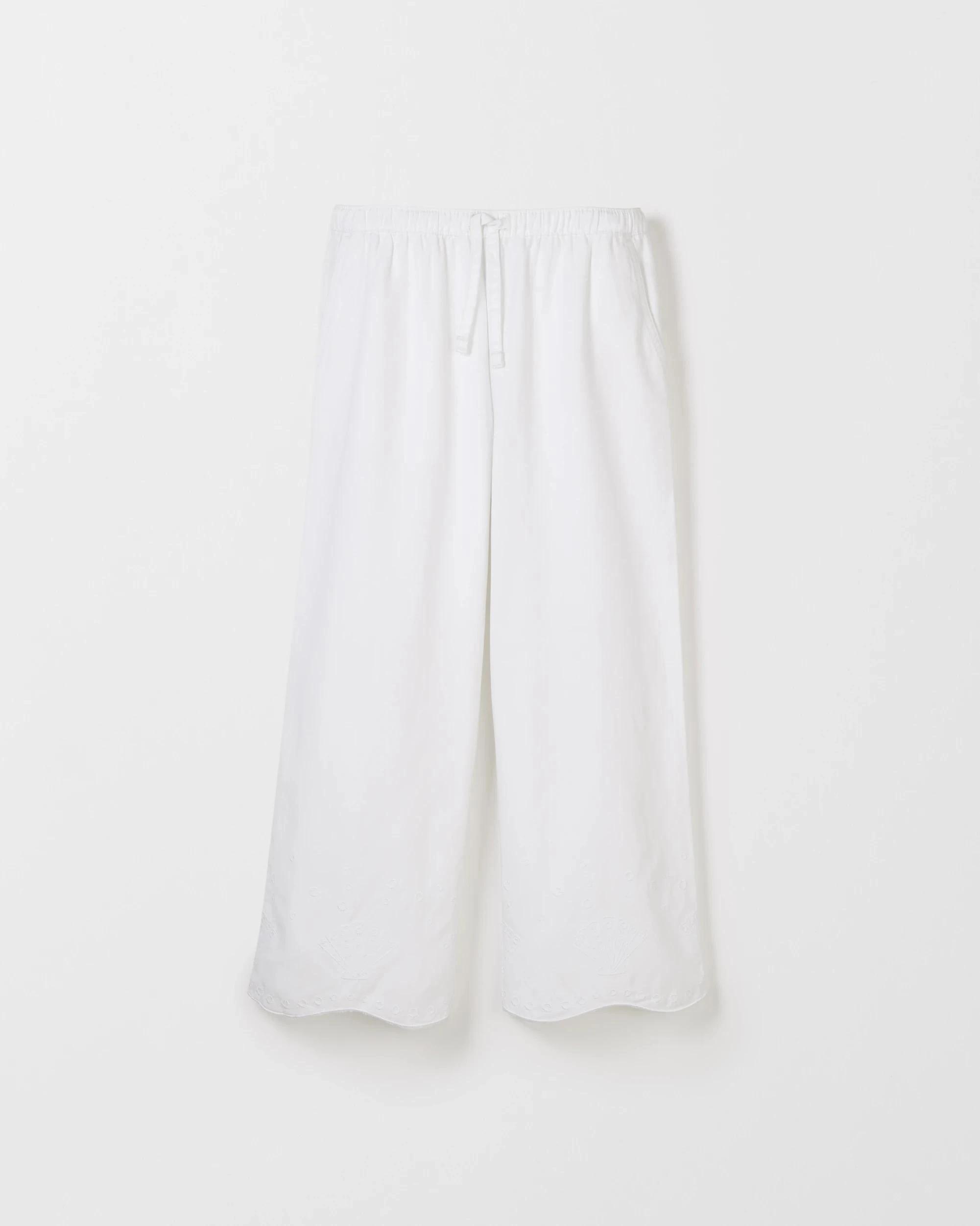 2 Target Kids Wide Leg Embroidered Hem Pants BRILLIANT WHITE, 2 of 5