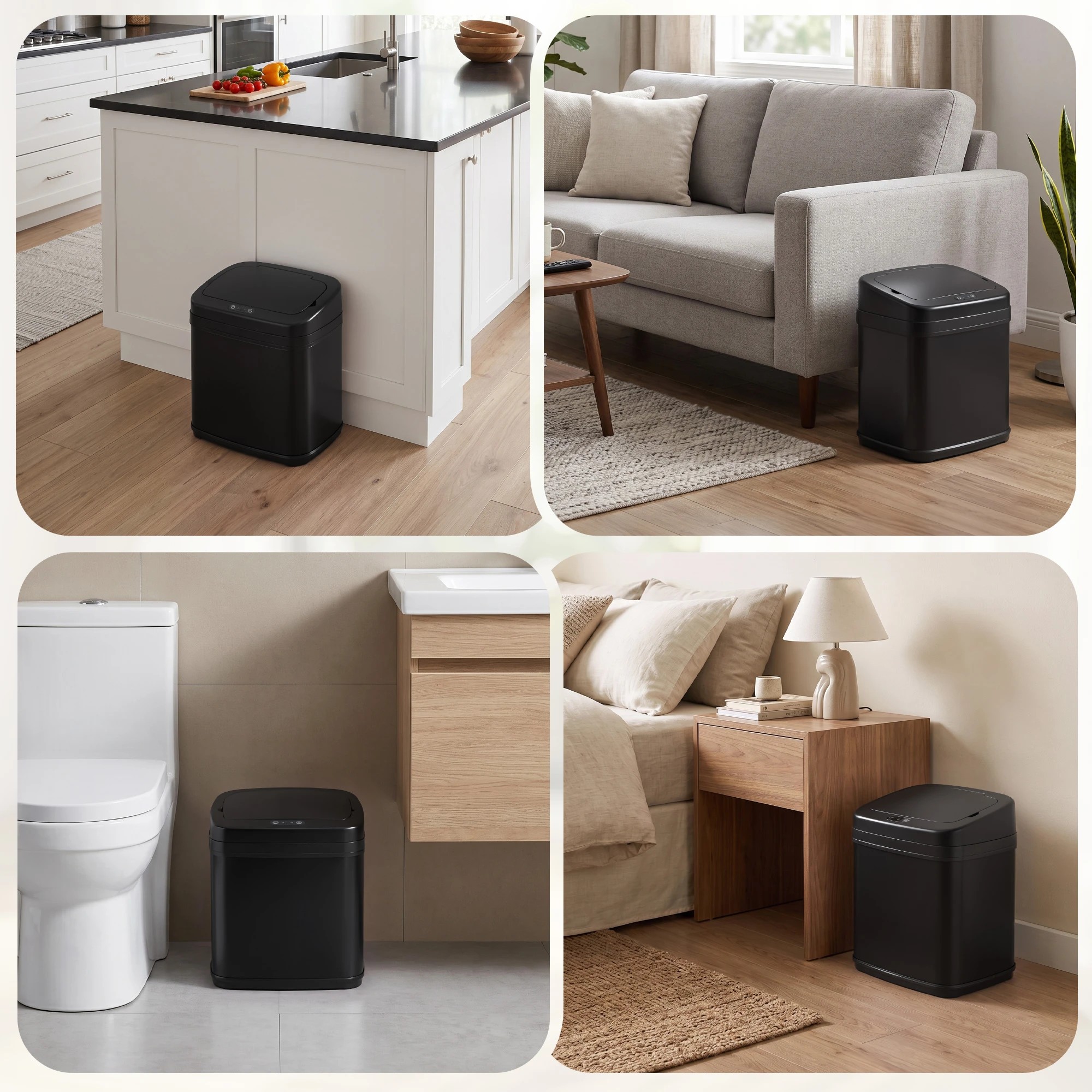 8 Devanti 15L Motion Sensor Bin Touchless Bins Soft-Close Rubbish Trash Can - Black, 8 of 9