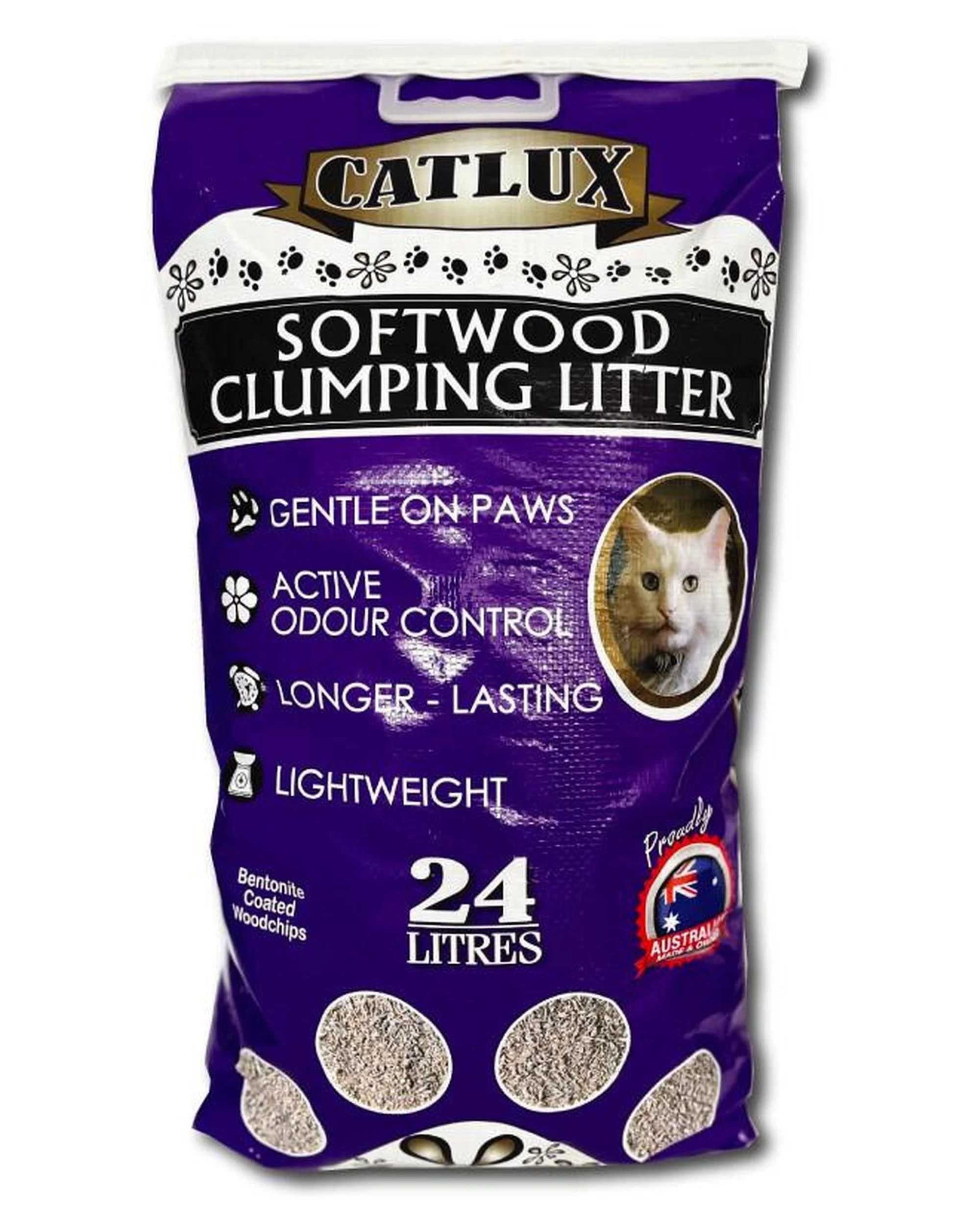 1 Catlux Odour Control Softwood Cat Clumping Litter 24L, 1 of 1