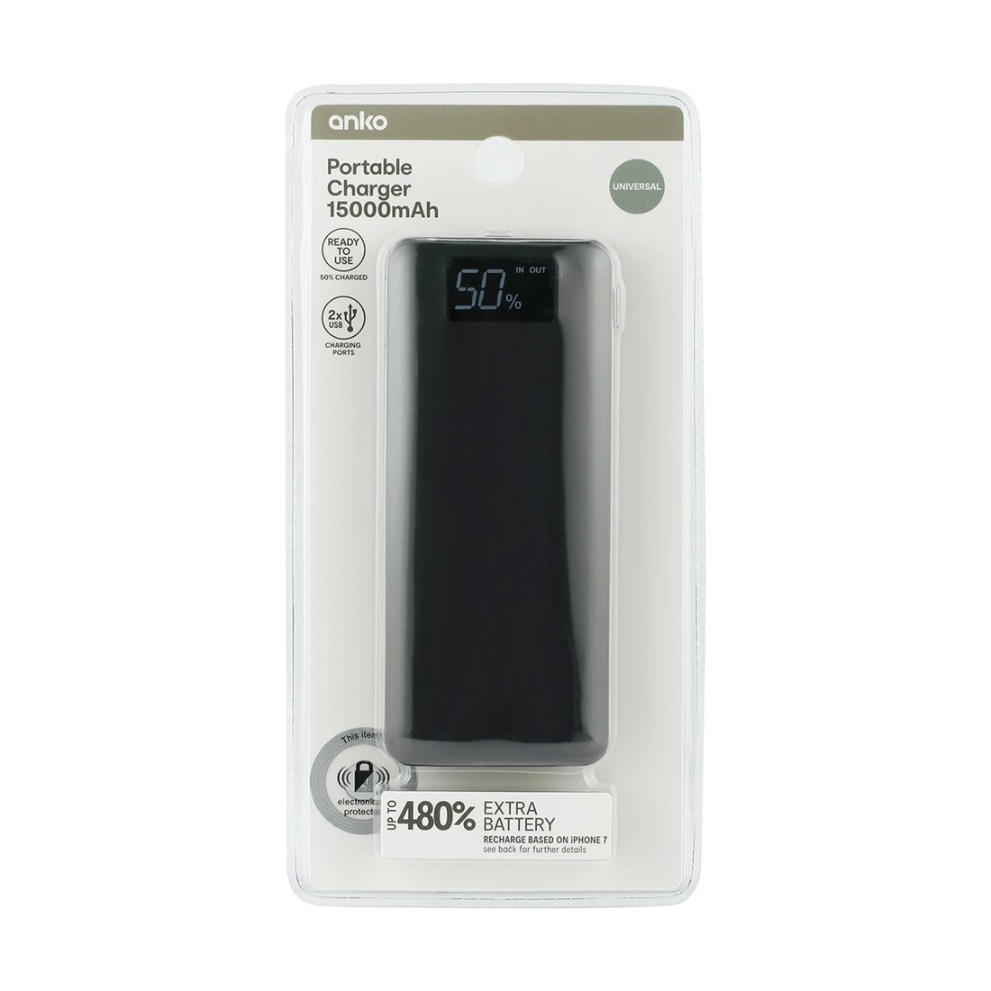 2 Portable Charger Dual Port - 15,000mAh, 2 of 3