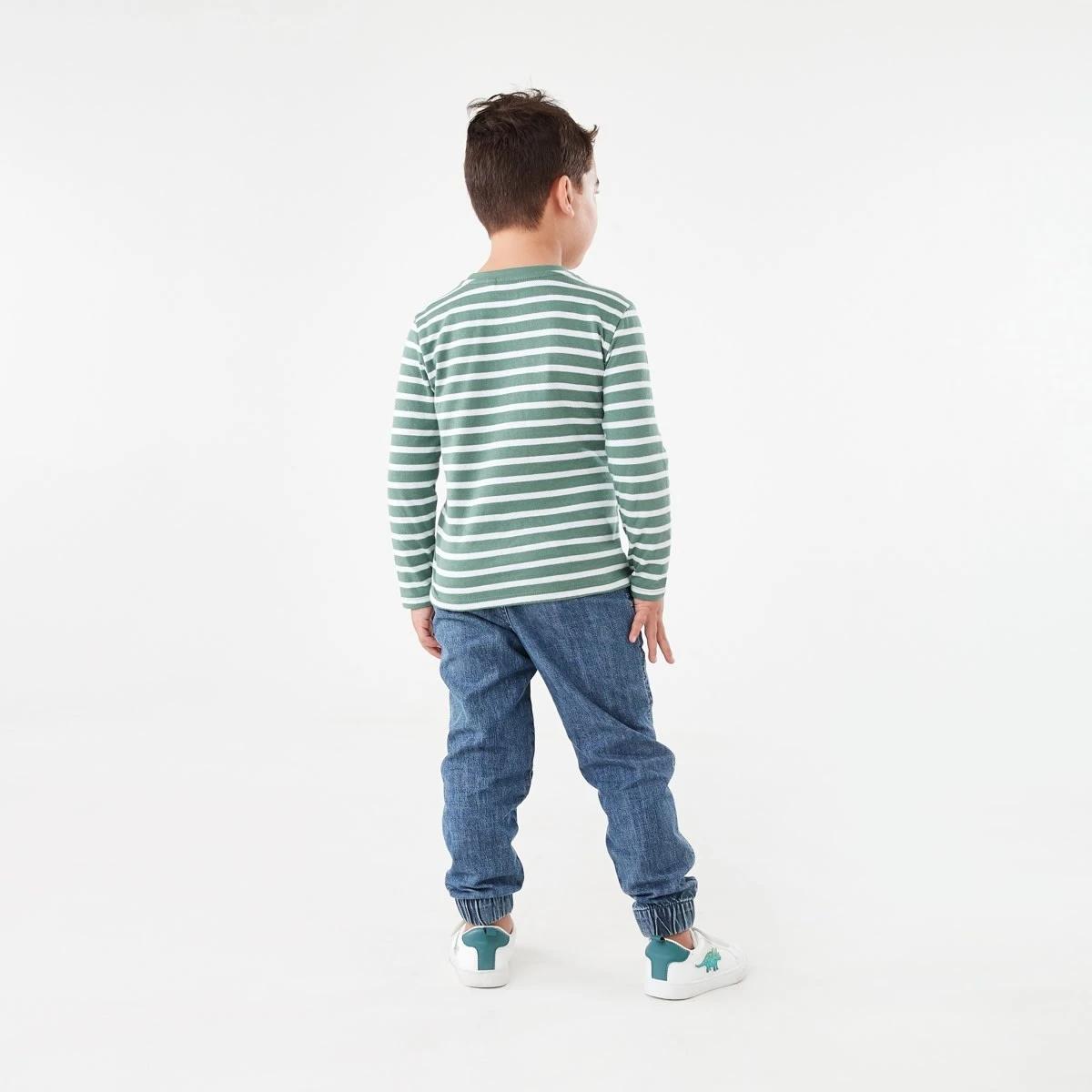 7 Double Cloth Stripe T-shirt Grn Stripe, 7 of 9