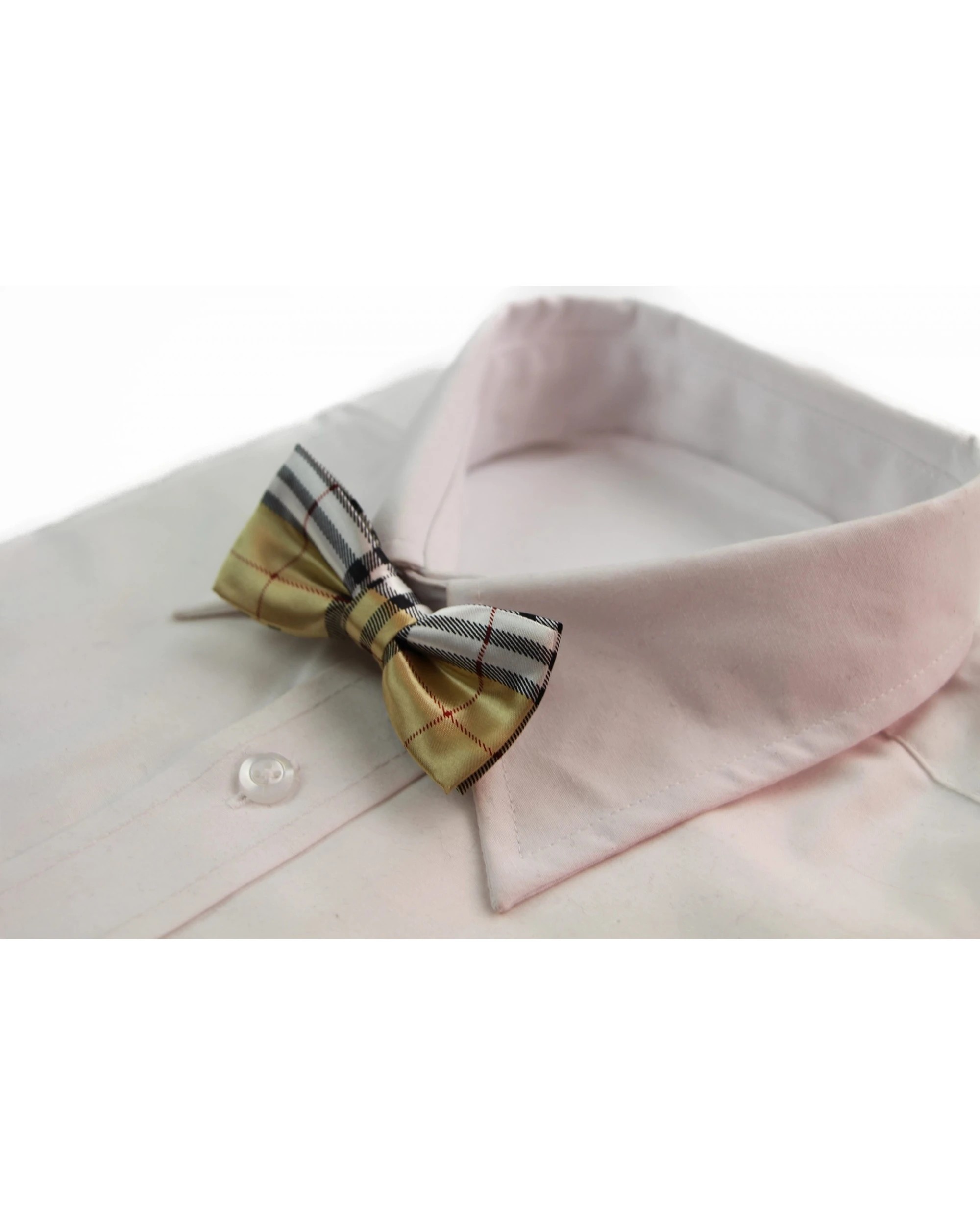 1 Zasel Boys Gold, Black, Red & White Plaid Patterned Bow Tie - Multi, 1 of 4