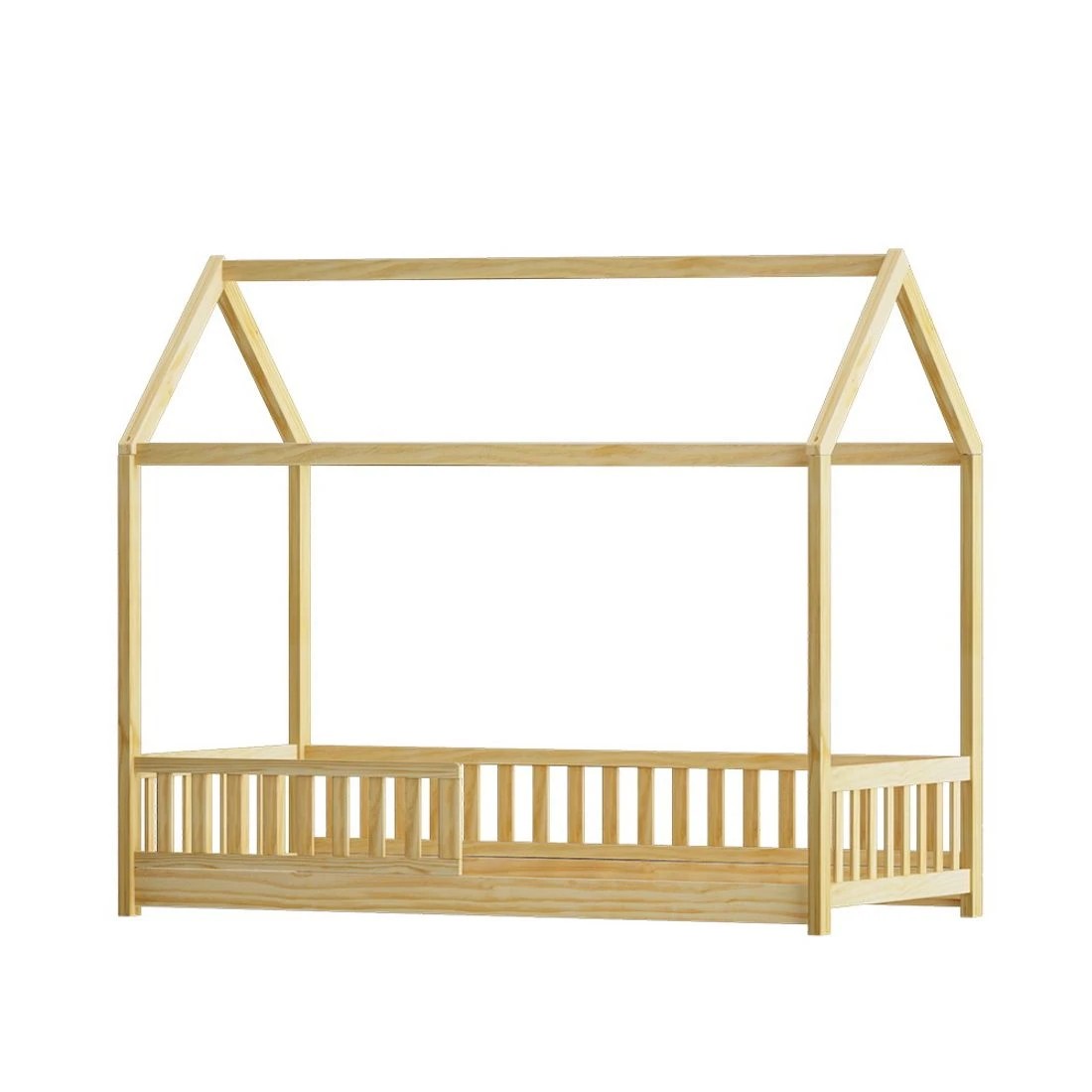 1 Artiss Bed Frame en Kids House Frame Oak ROCK - Natural, 1 of 5