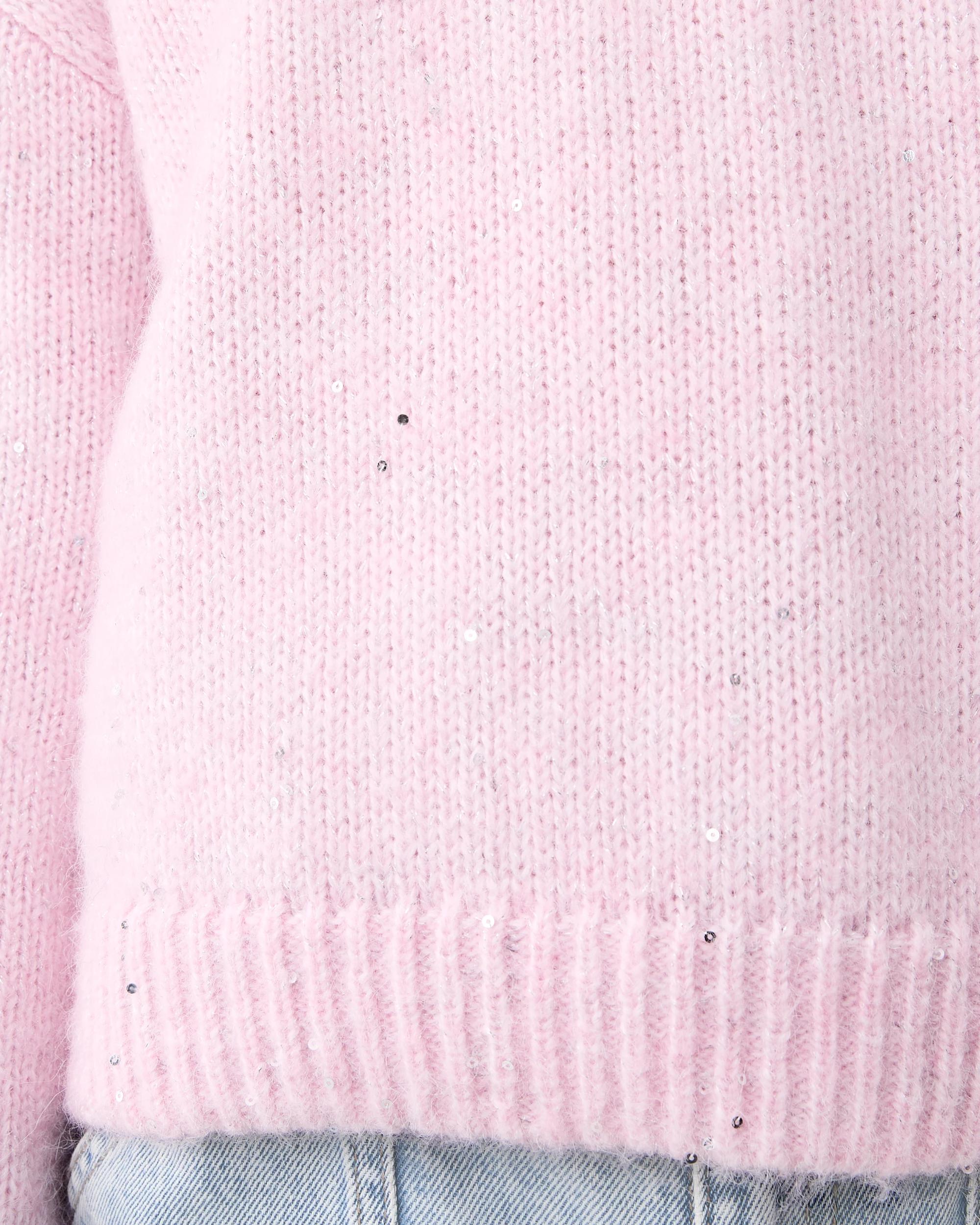 6 Sequin Crew Neck Knit Bllet Pink, 6 of 7