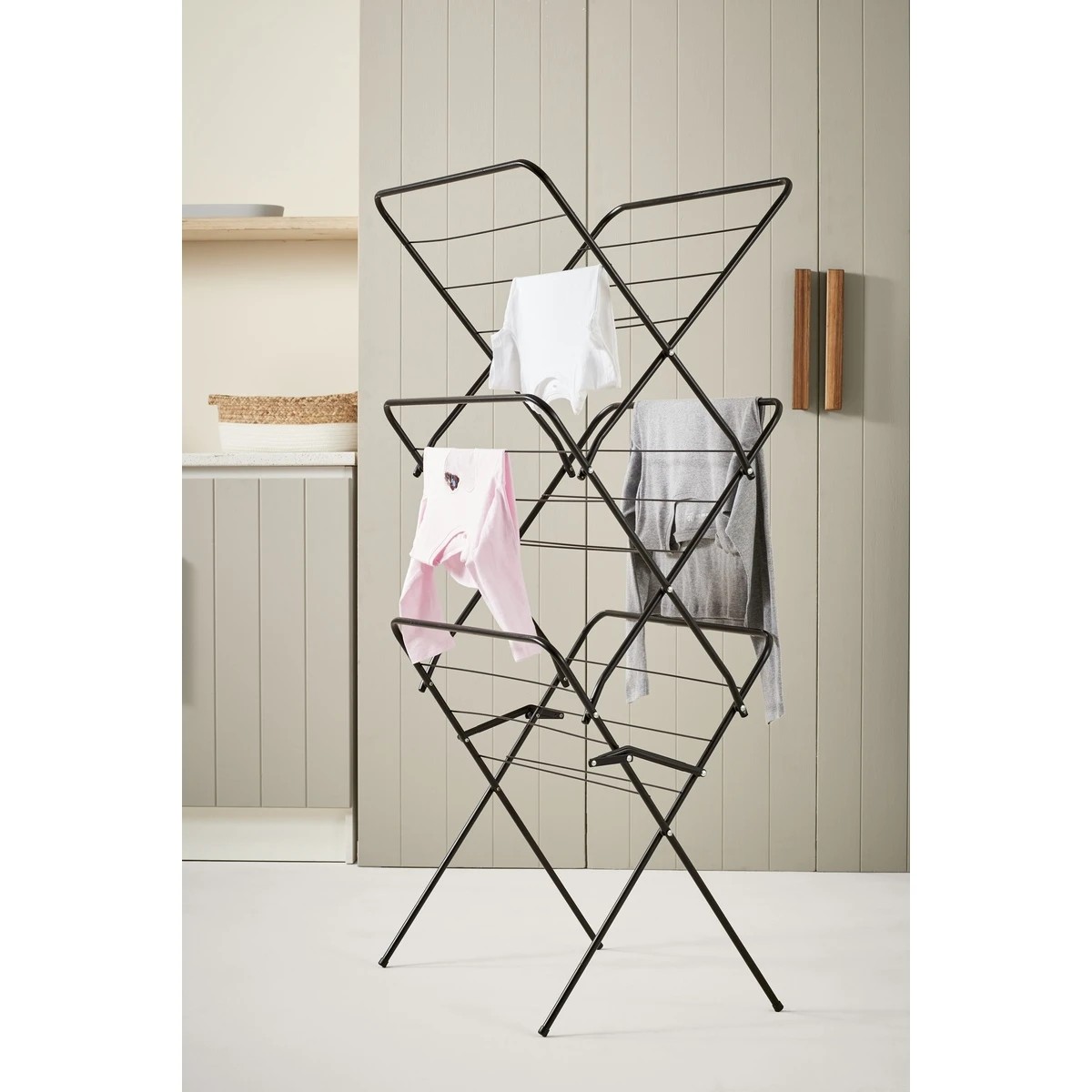 3 Concertina Clothes Airer - Black, 3 of 3