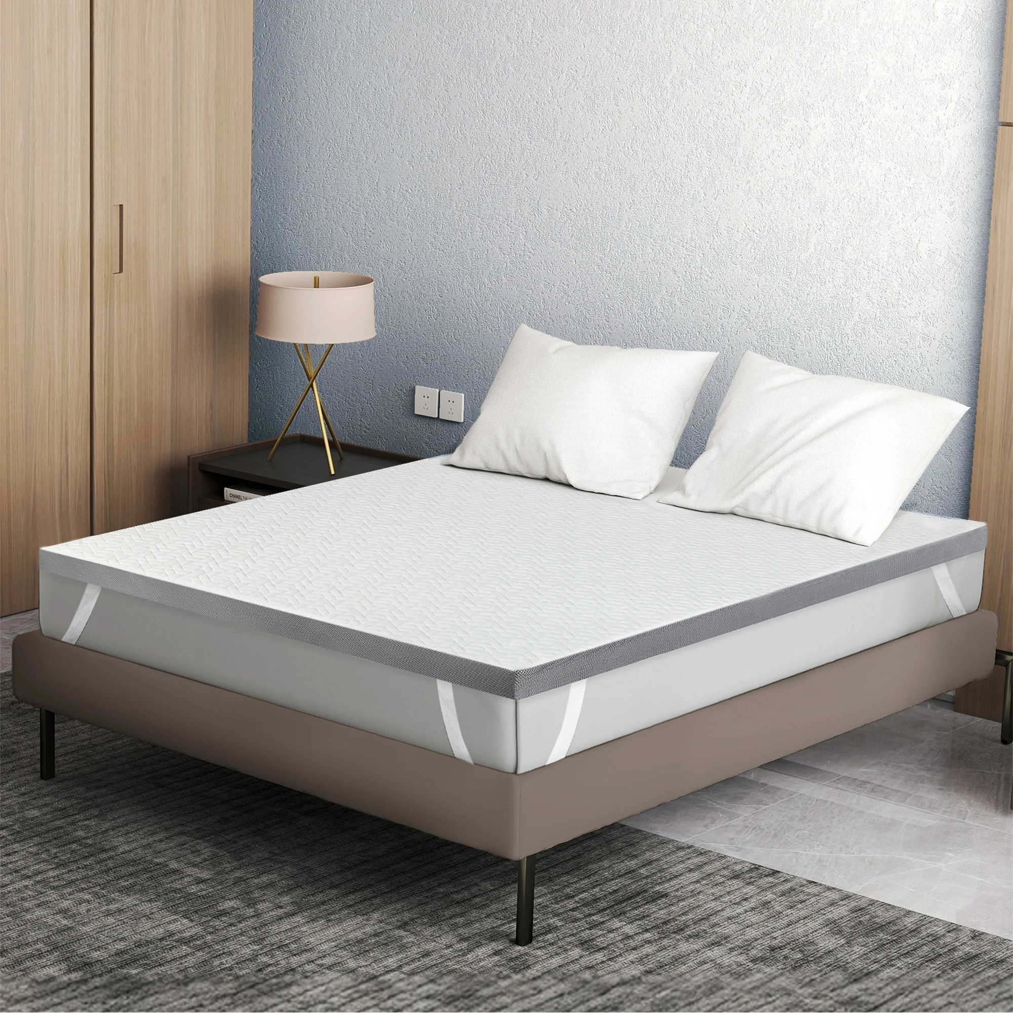 8 Dreamz Mattress Topper Queen Size Memory Foam Dual Layer Anti Slip All Season, 8 of 9