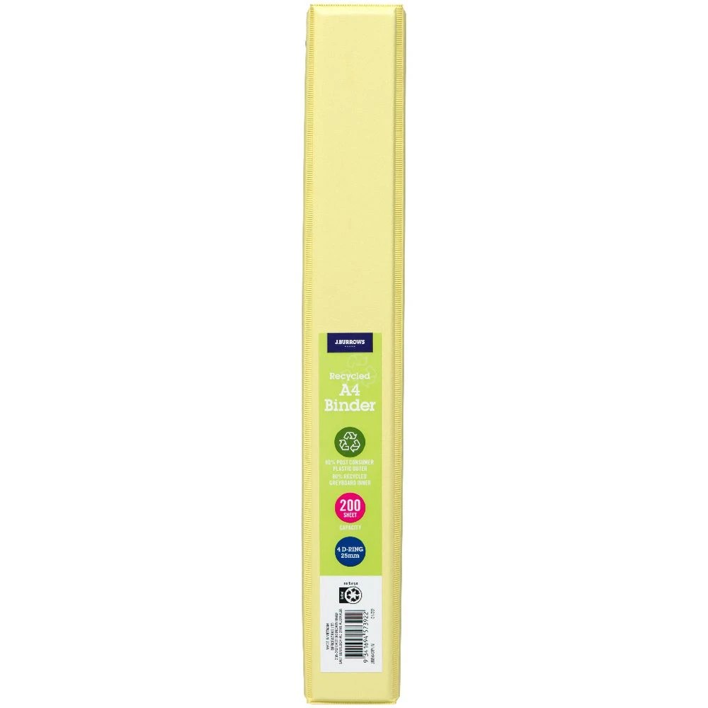 2 J.Burrows PP Binder A4 4 D-Ring 25mm Lemon, 2 of 4