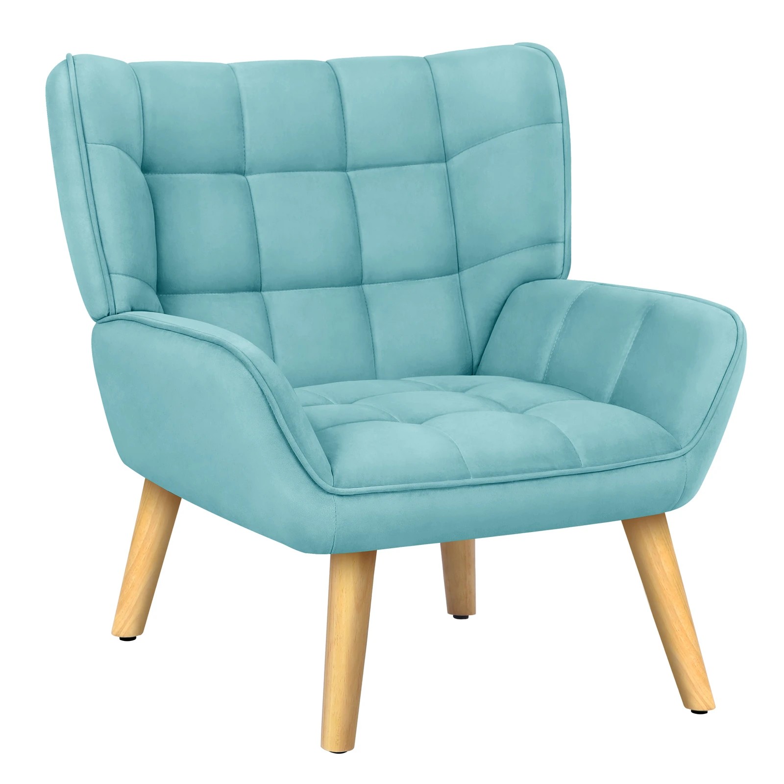 1 Alfordson Armchair Accent Chair Upholstered Lounge Sofa Tub Couch Velvet - Blue, 1 of 9