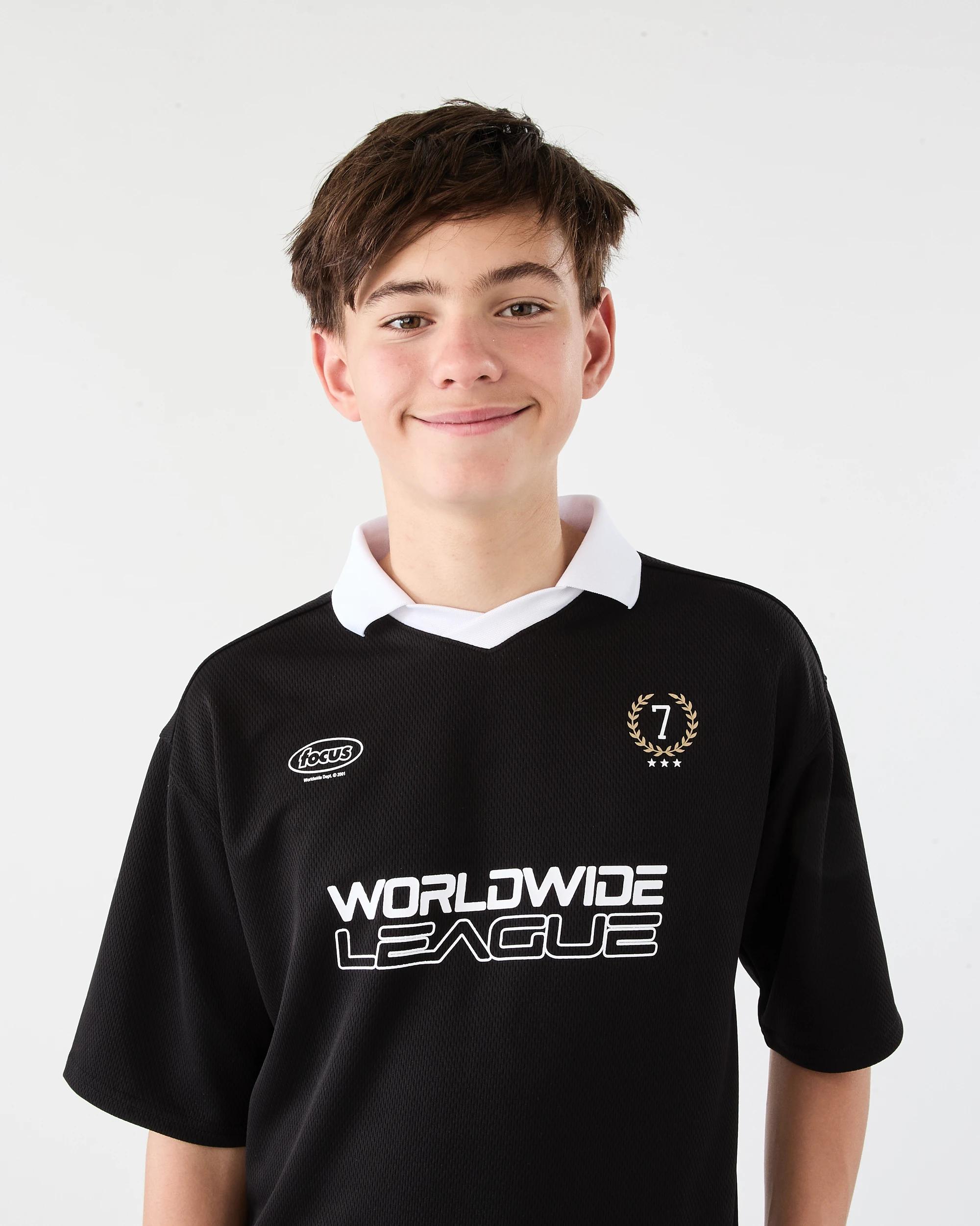 3 Short Sleeve Mesh Collar T-shirt Blk Varsit, 3 of 6