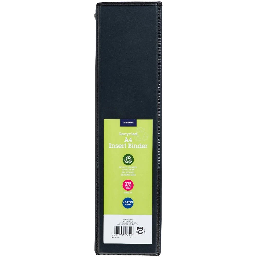 2 J.Burrows Insert Binder A4 4 D-Ring 50mm Black, 2 of 6